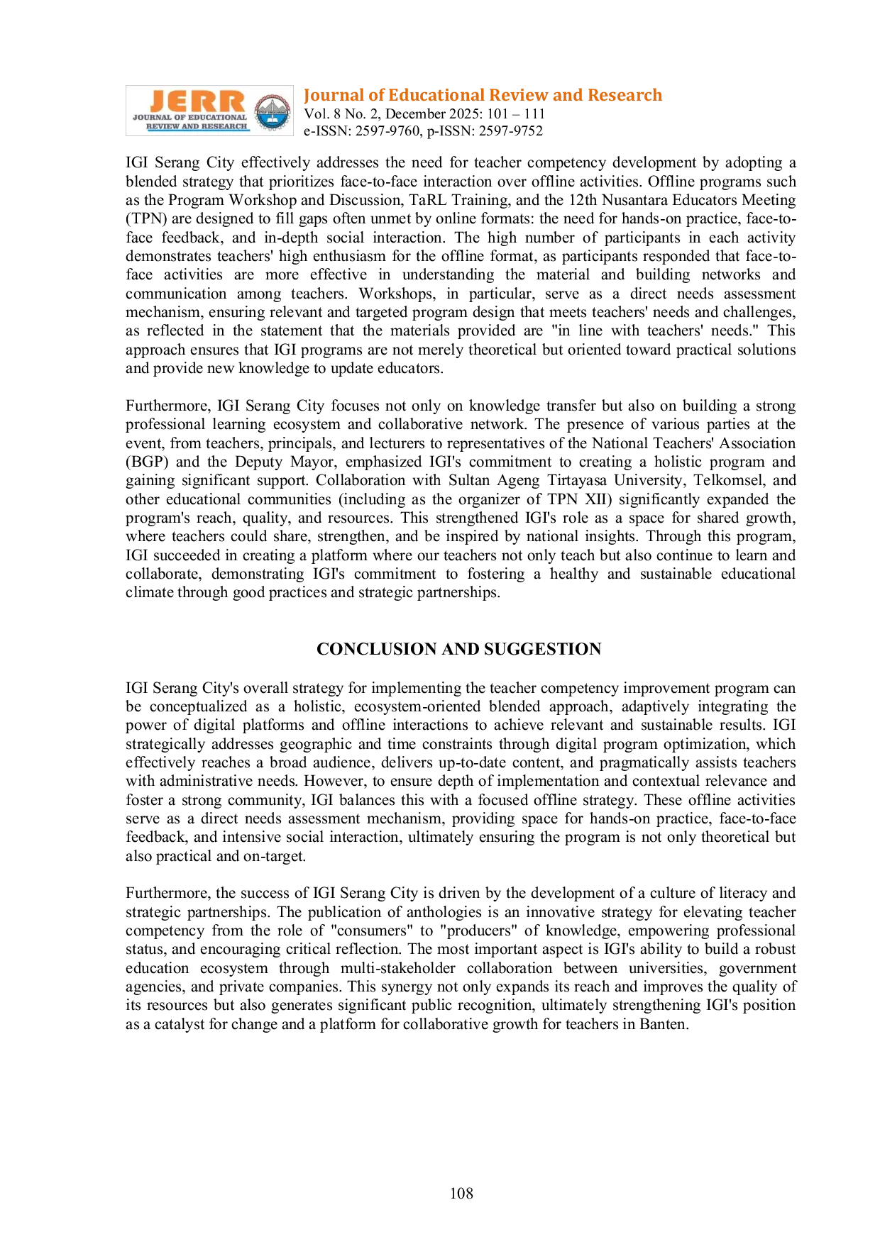 JURIS Strategi Kota Serang IGI untuk Meningkatkan Kompetensi Guru