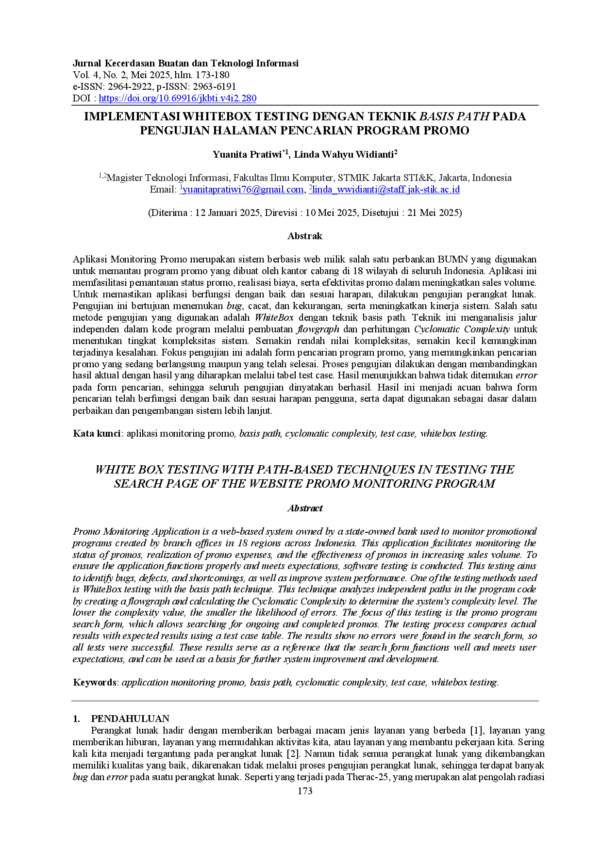 juris Implementasi Whitebox Testing Dengan Teknik Basis Path Pada Pengujian Halaman Pencarian Program Promo