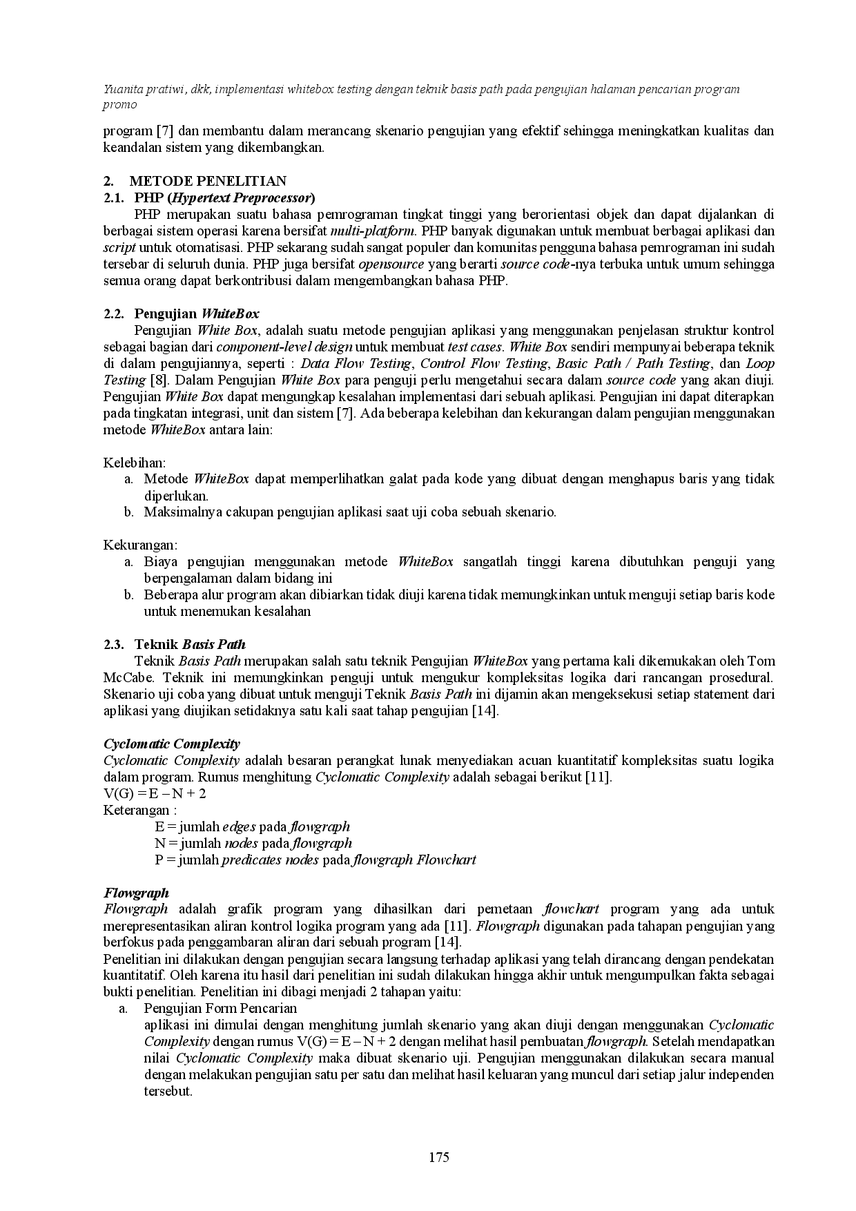 juris Implementasi Whitebox Testing Dengan Teknik Basis Path Pada Pengujian Halaman Pencarian Program Promo