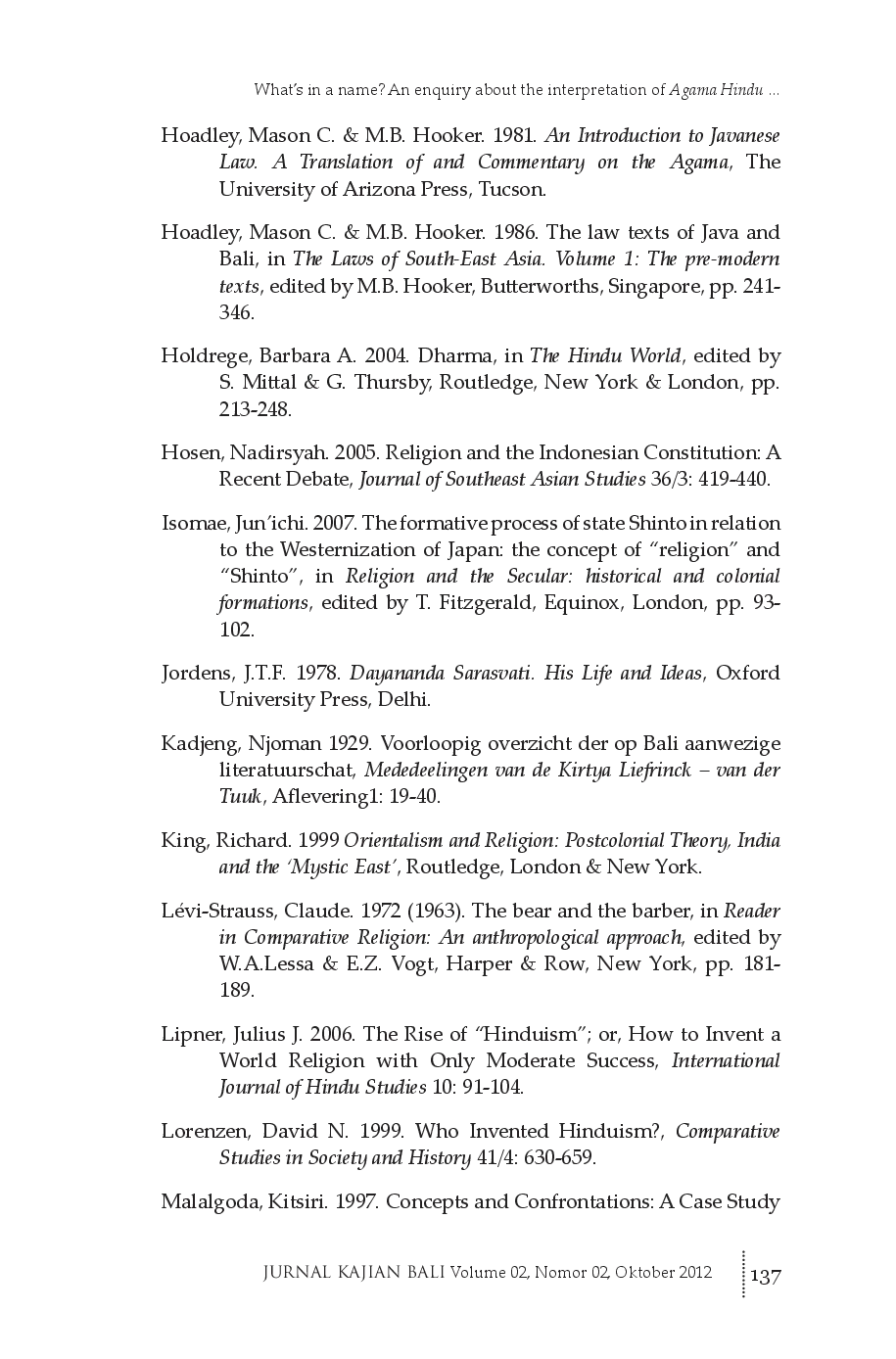 juris What s in a name An enquiry about the interpretation of Agama Hindu as Hinduism