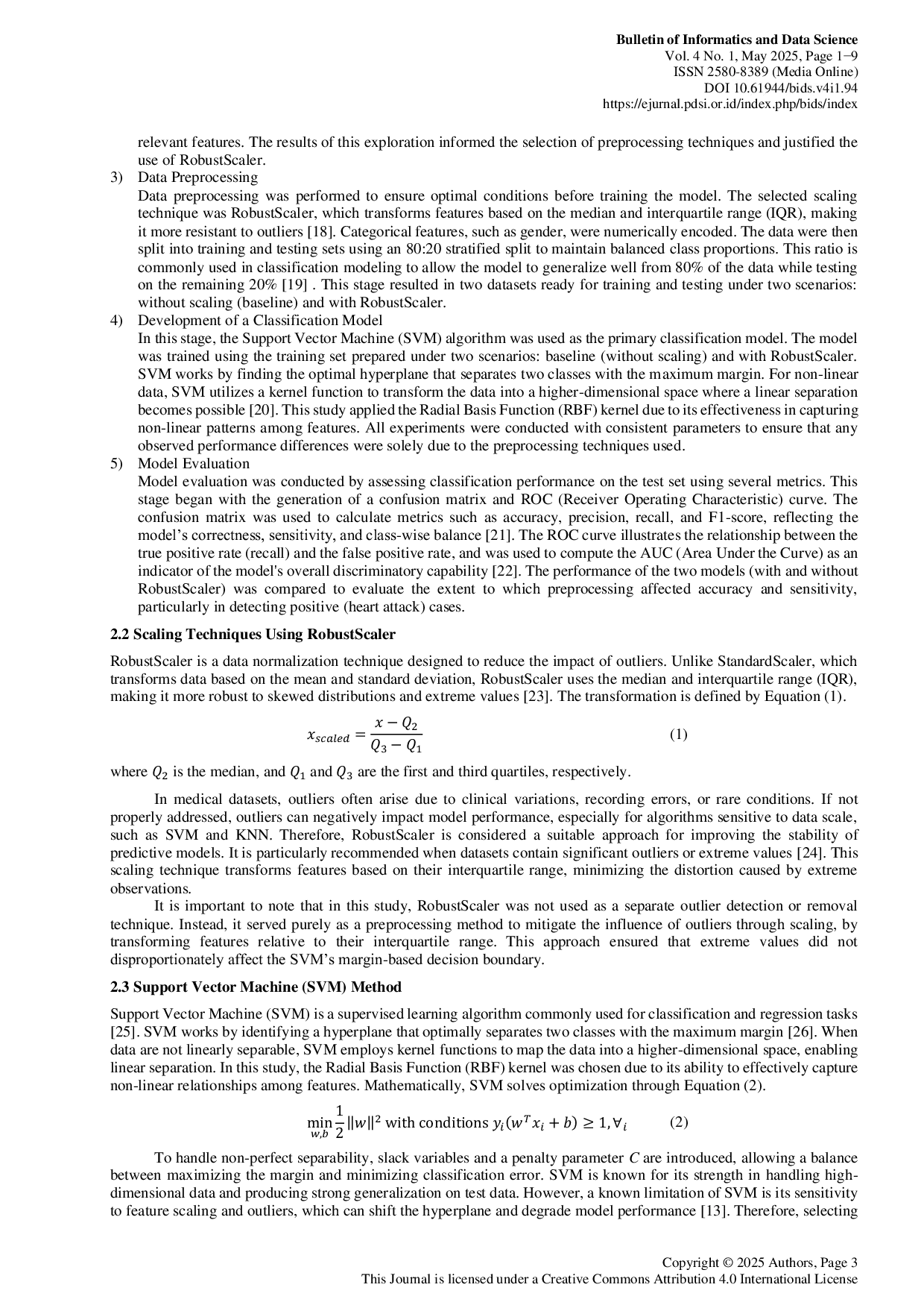 JURIS Enhancing Support Vector Machine Performance for Heart Attack Prediction using RobustScaler Based Outlier Handling