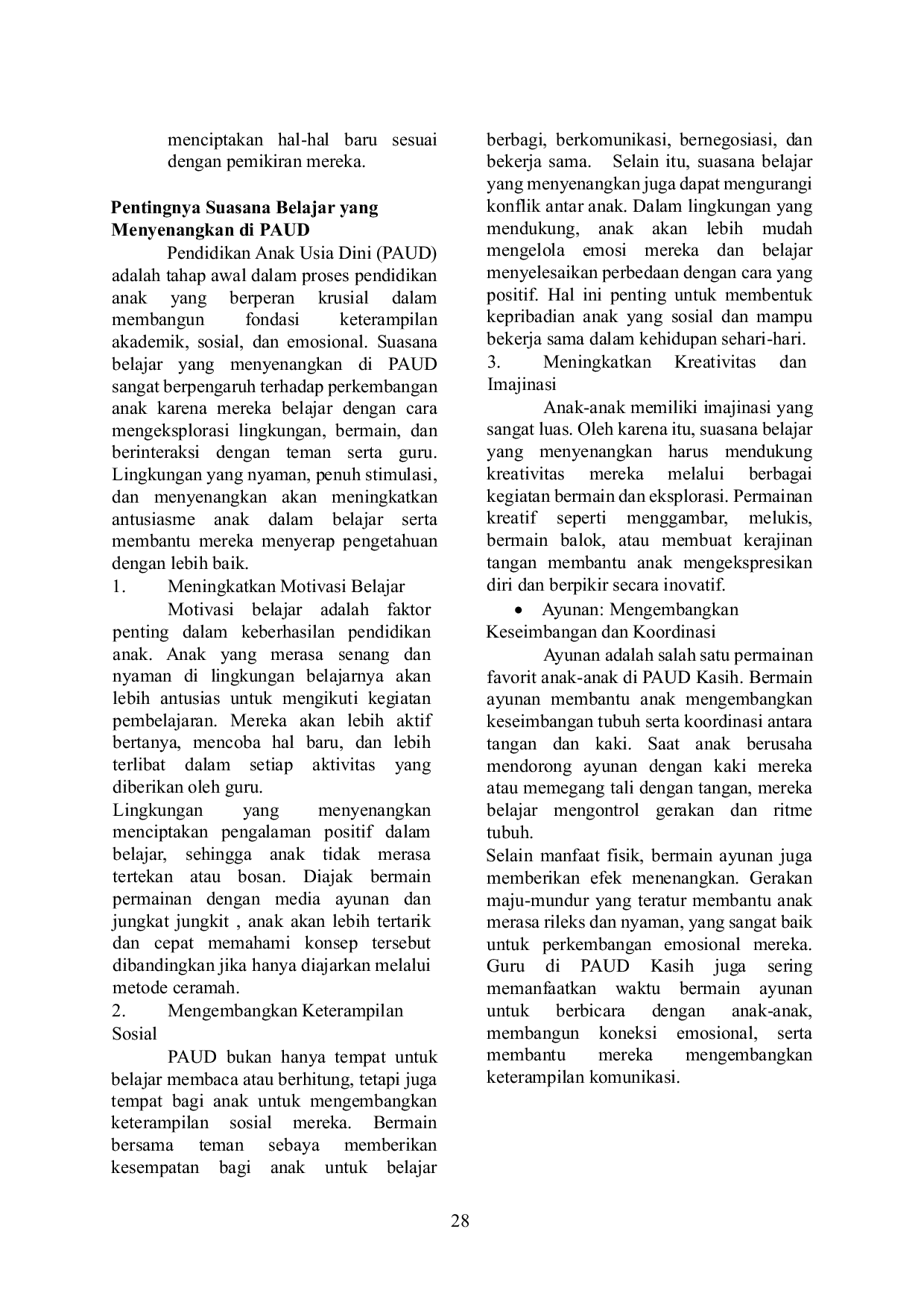 JURIS Mewujudkan Suasana Belajar Yang Menyenangkan Di Paud Melalui Fasilitas Permainan Kreatif