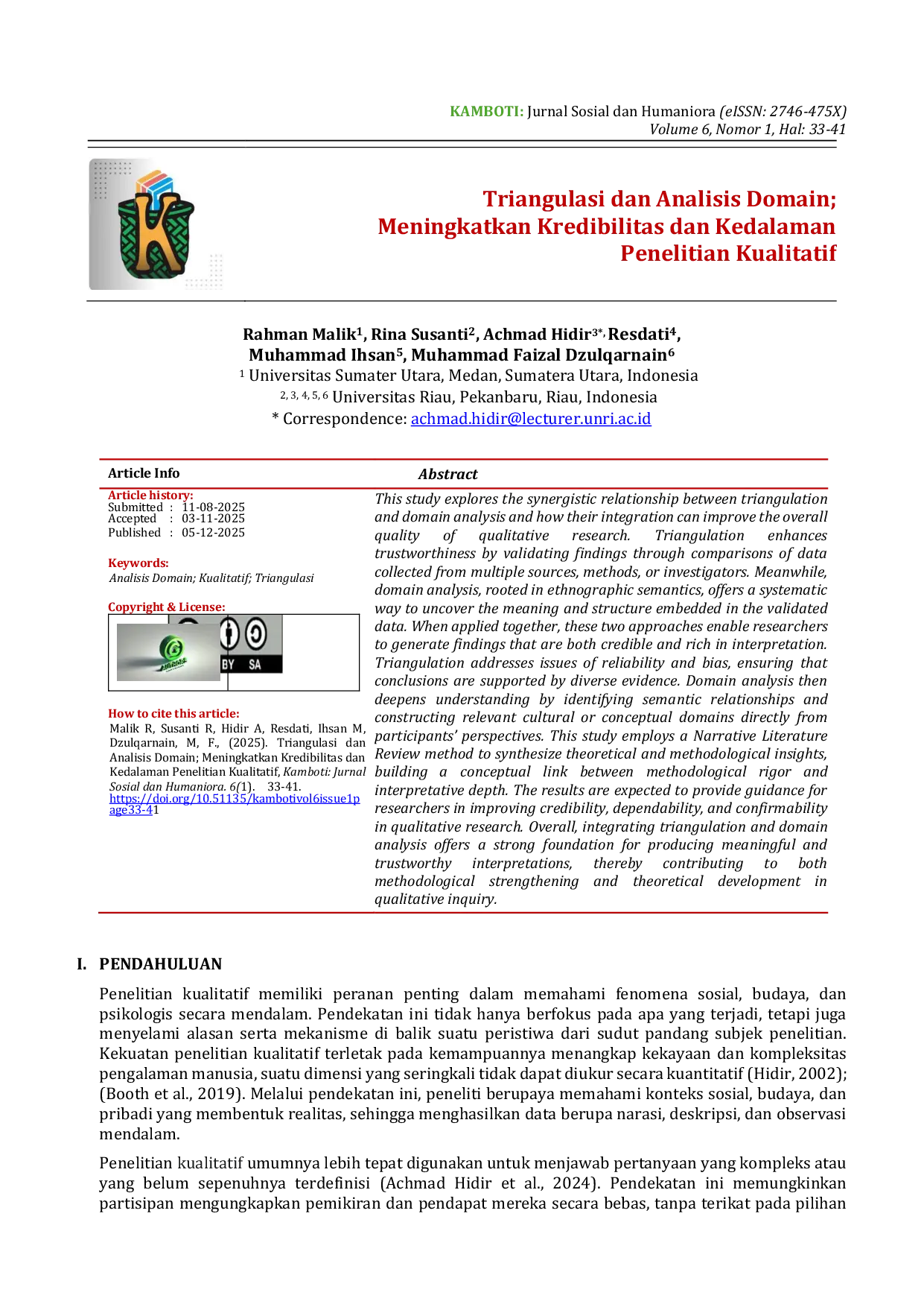 JURIS Triangulasi dan Analisis Domain Meningkatkan Kredibilitas dan Kedalaman Penelitian Kualitatif
