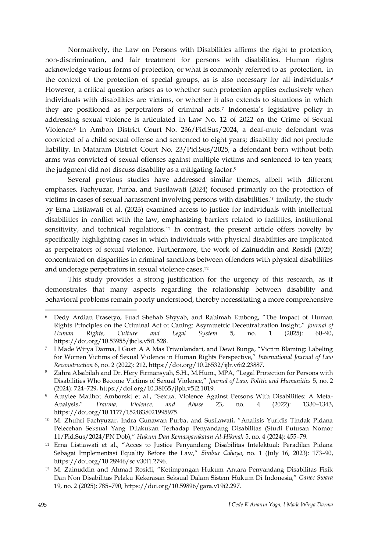 JURIS A Juridical Examination of the Criminal Liability of Persons with Physical Disabilities in Sexual Violence Cases in Indonesia