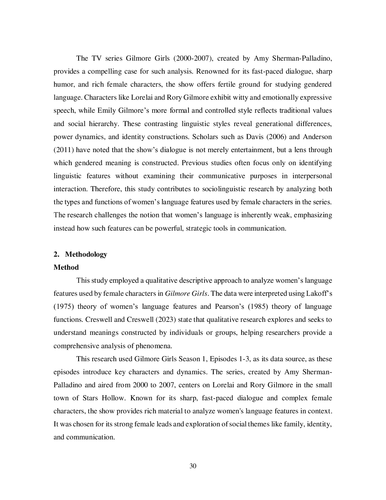 JURIS Women s Language Features Used by Female Characters in Gilmore Girls Series