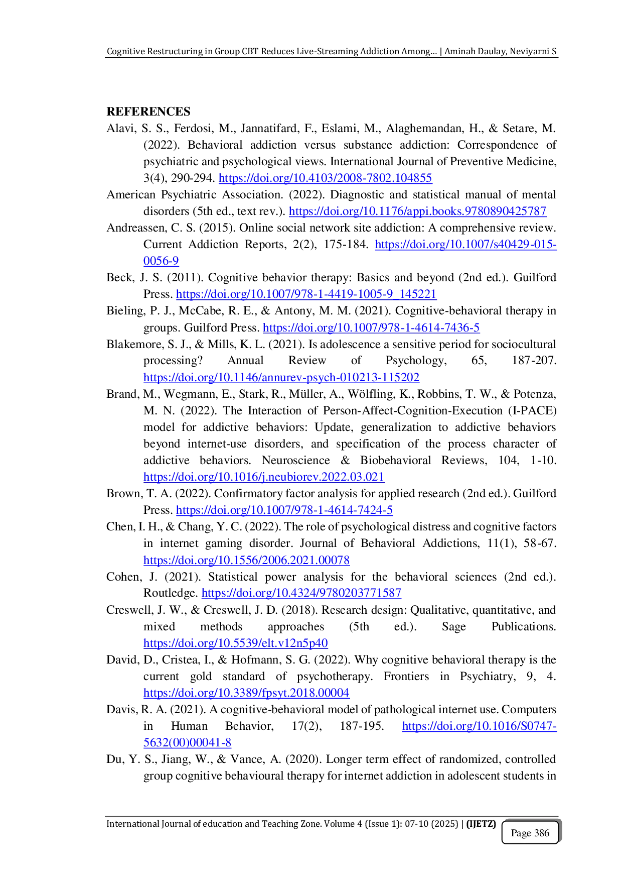 JURIS Cognitive Restructuring in Group CBT Reduces Live Streaming Addiction Among Indonesian Adolescents
