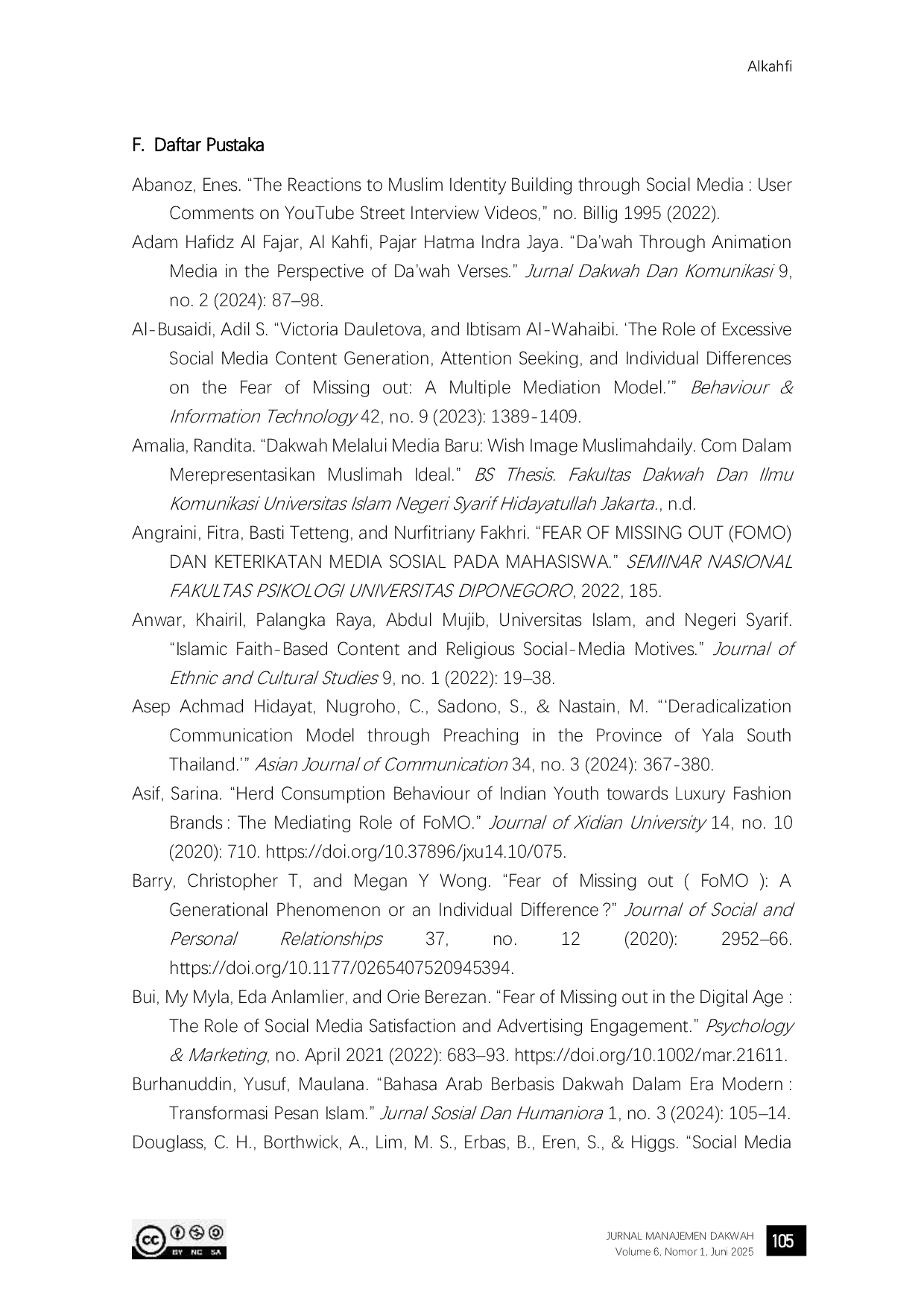 JURIS Optimalisasi Dakwah Digital Dalam Menyikapi Fear Of Missing Out Fomo Pada Generasi Muda Muslim