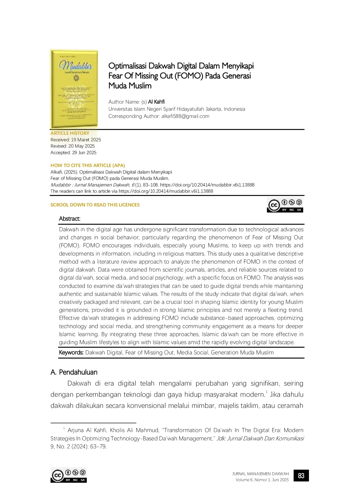 JURIS Optimalisasi Dakwah Digital Dalam Menyikapi Fear Of Missing Out Fomo Pada Generasi Muda Muslim