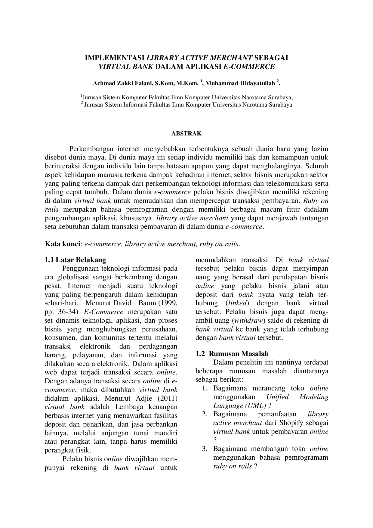 JURIS Implementasi Library Active Merchant Sebagai Virtual Bank Dalam Aplikasi E Commerce