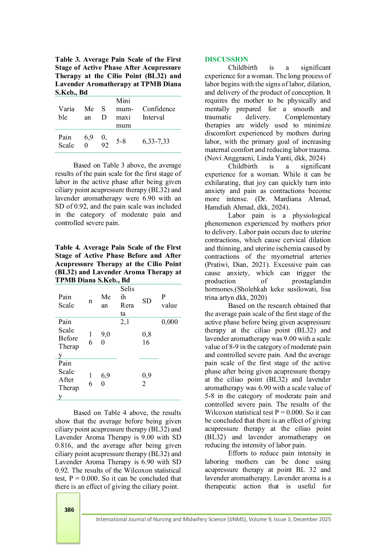 JURIS The effect of acupressure therapy on the ciliary point BL32 and lavender aromatherapy on reducing the intensity of labor pain