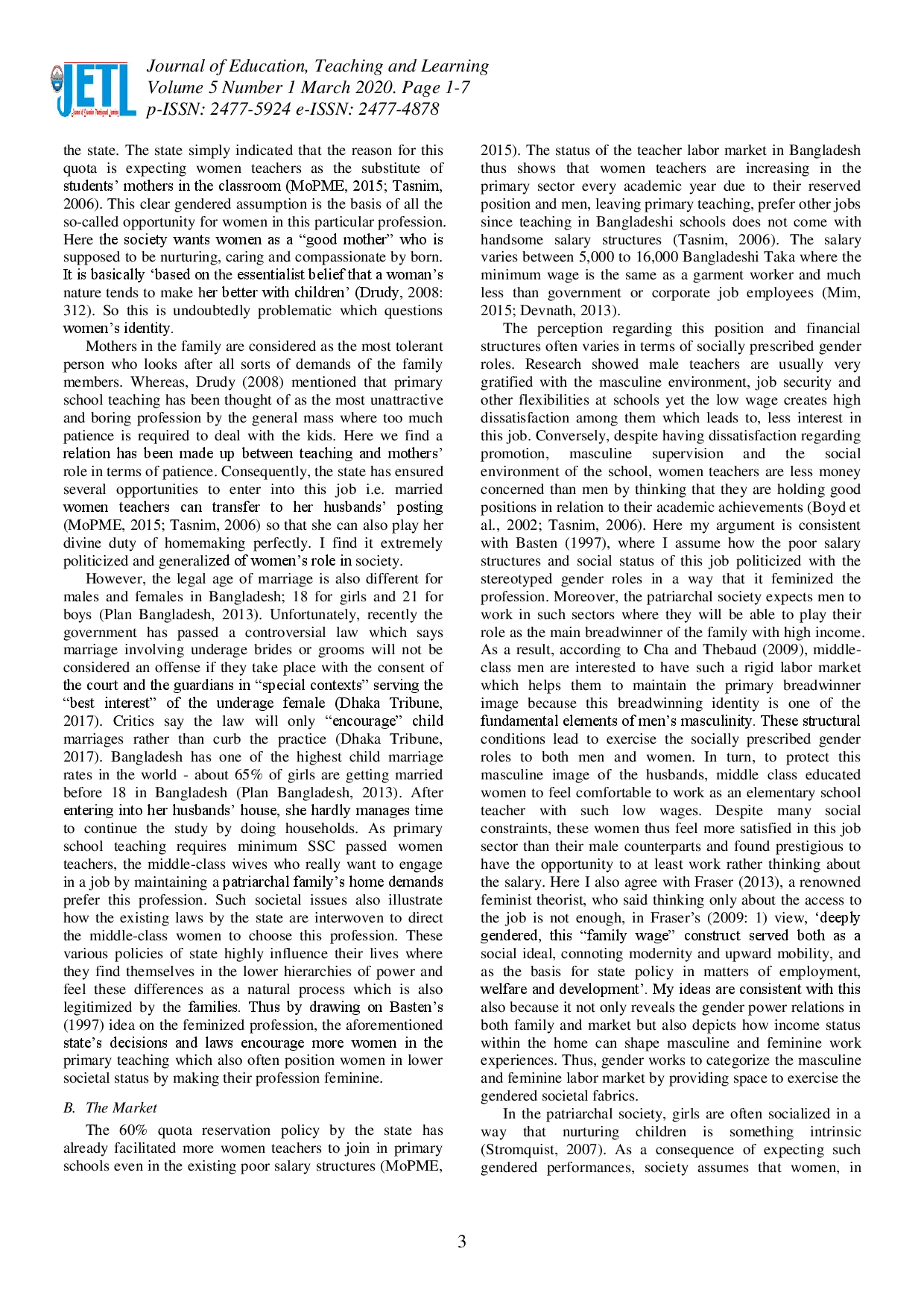 juris Feminization of Teaching in Bangladesh Exploring the Influence of State Market and Family
