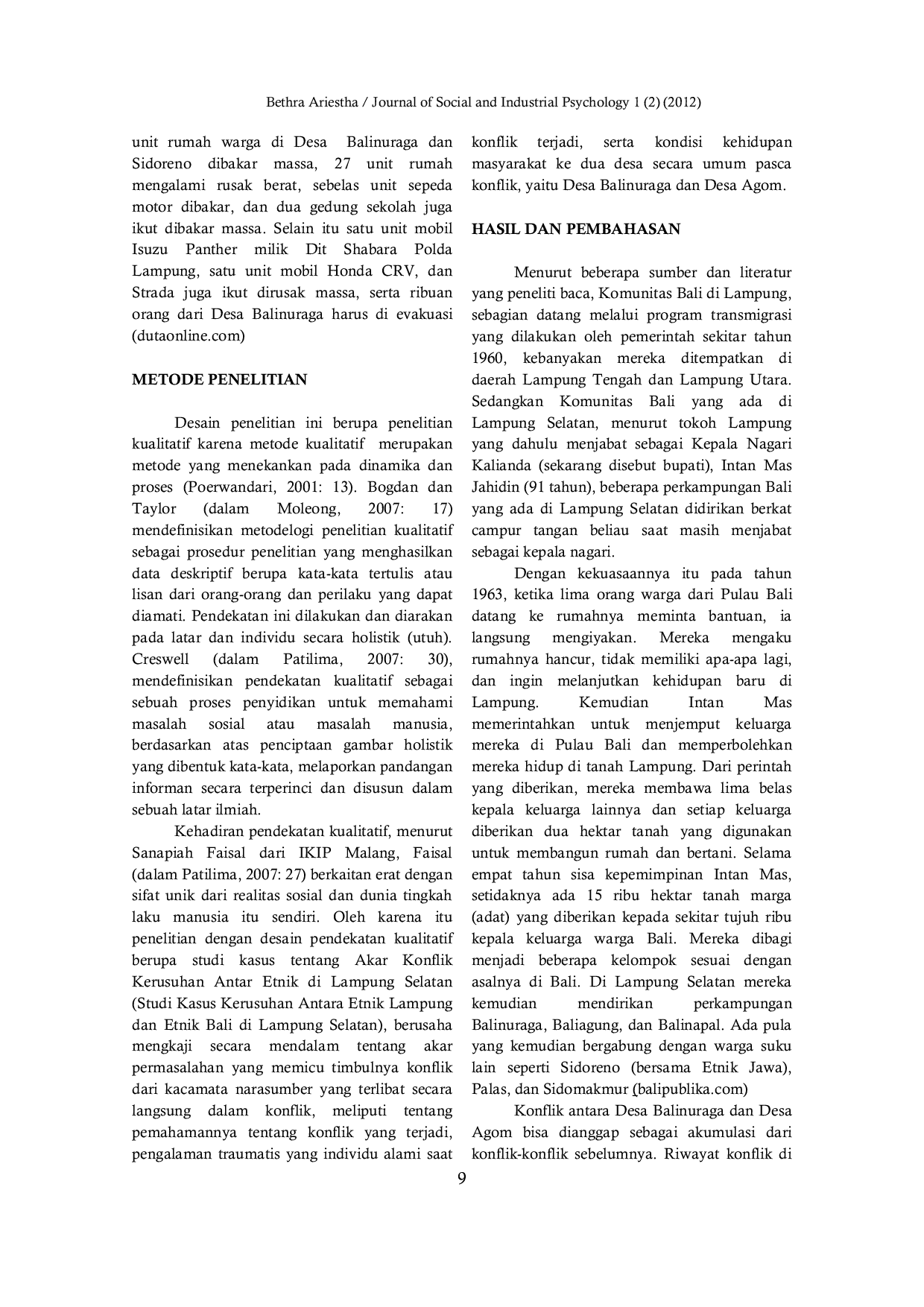 JURIS Akar Konflik Kerusuhan Antar Etnik di Lampung Selatan