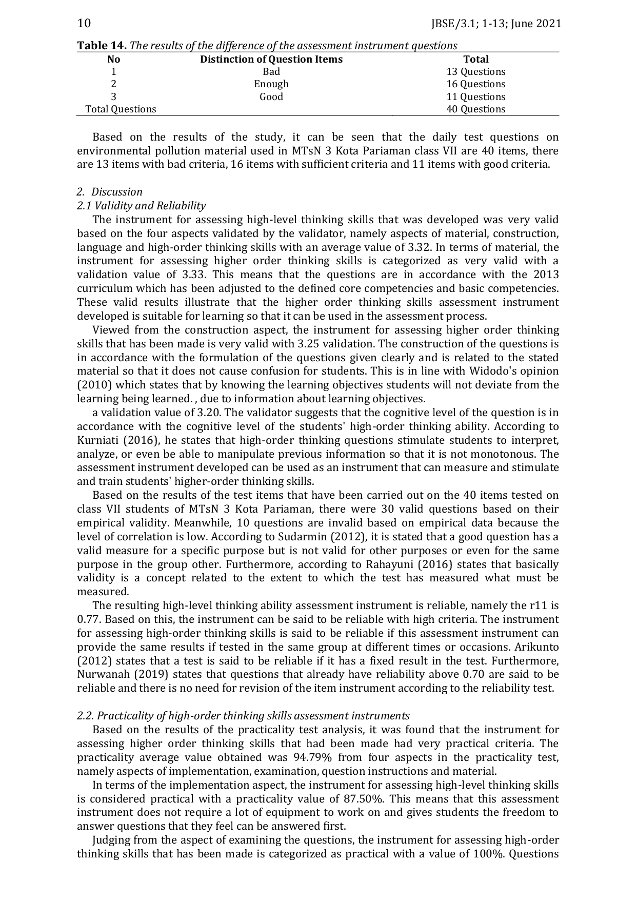 JURIS Developing Higher Order Thinking Skills Assesment Instruments on Invironmental Pollution Material for Class VII