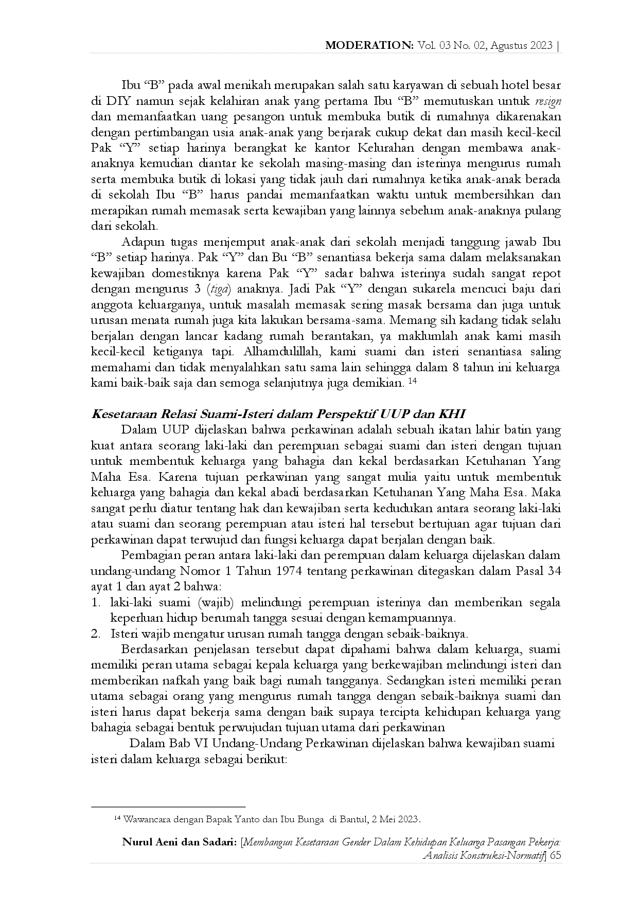 juris Membangun Kesetaraan Gender Dalam Kehidupan Keluarga Pasangan Pekerja Analisis Konstruksi Normatif