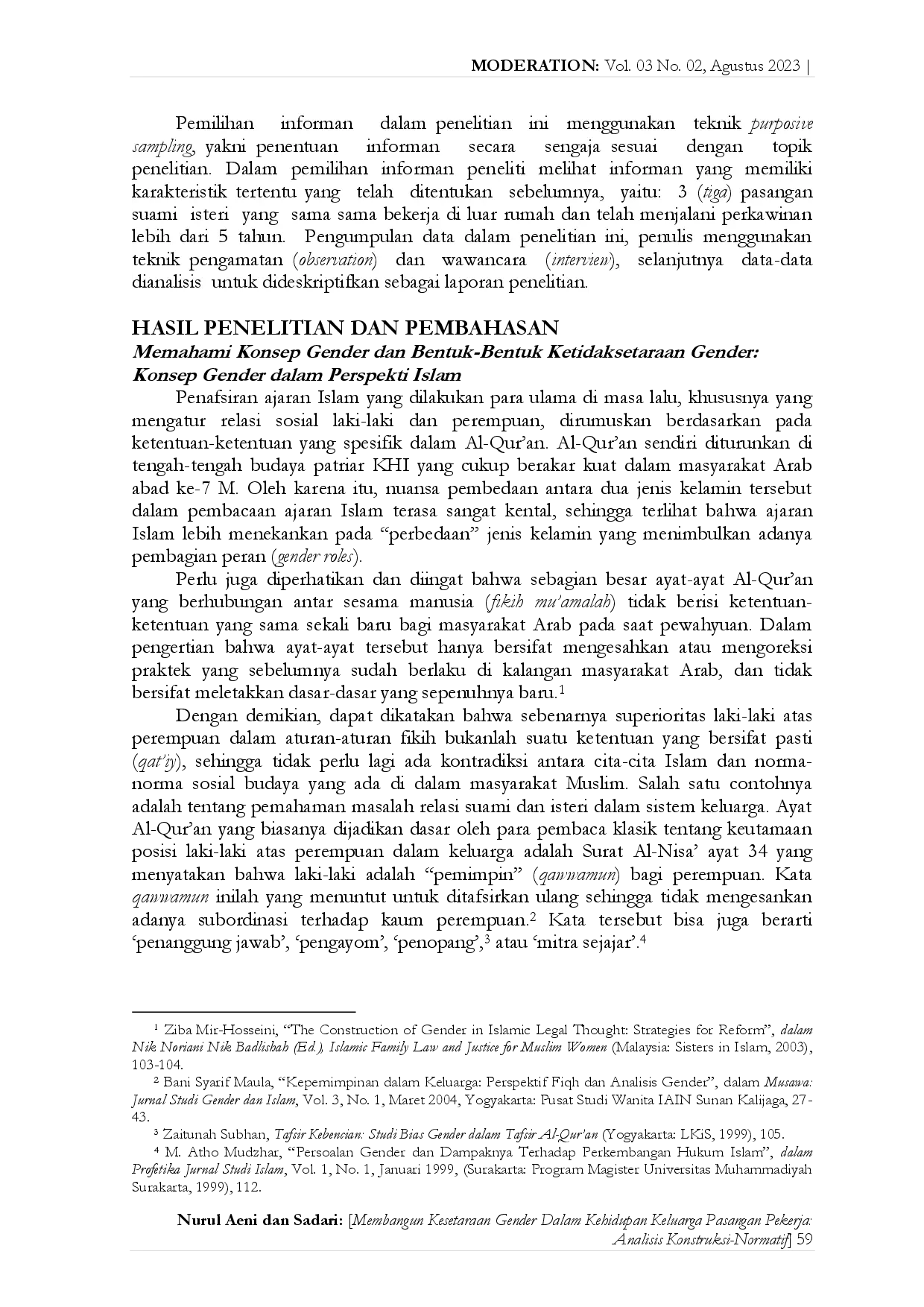 juris Membangun Kesetaraan Gender Dalam Kehidupan Keluarga Pasangan Pekerja Analisis Konstruksi Normatif