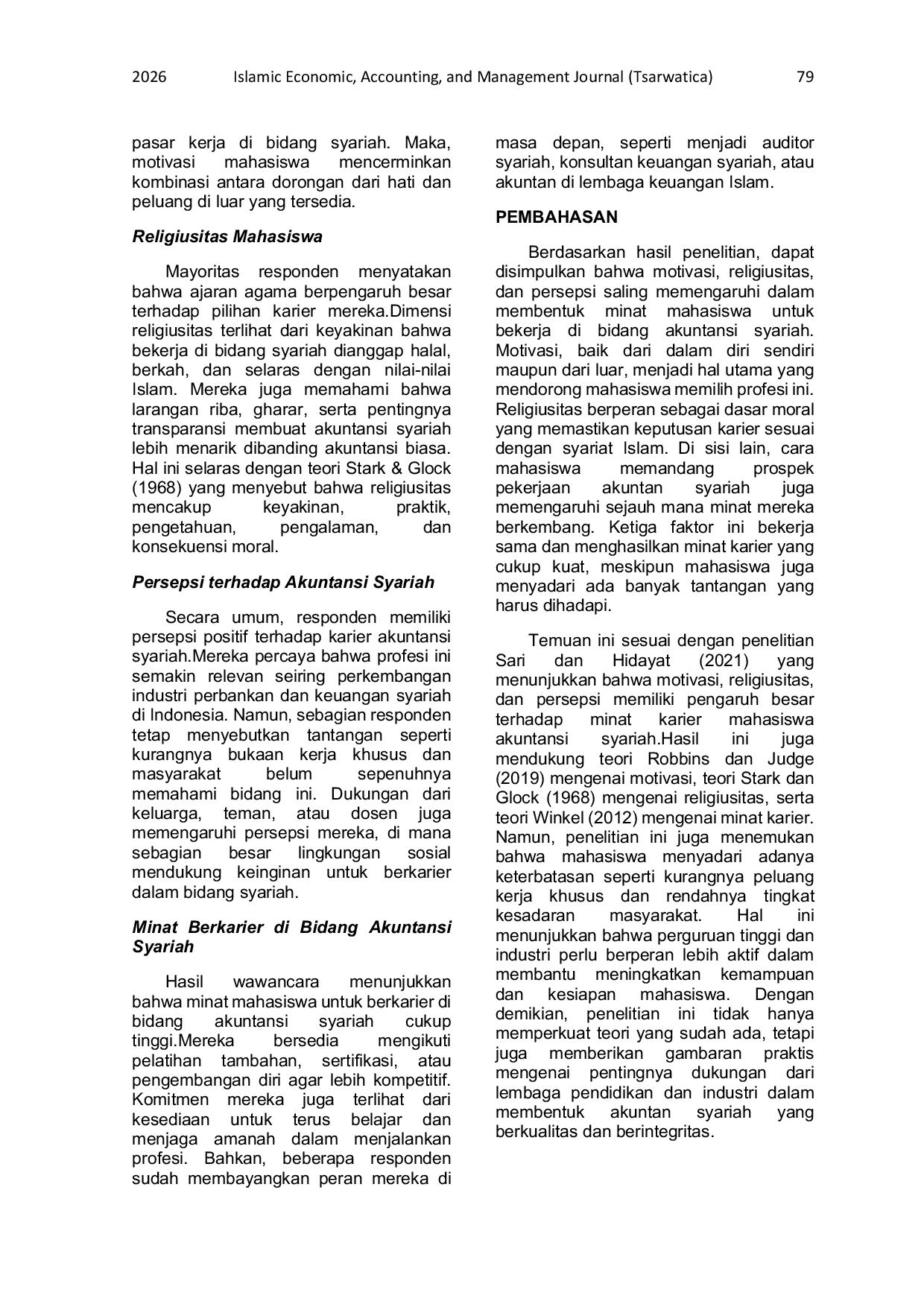 JURIS Exploring Motivation Religiosity and Perceptions of Career Interest in Sharia Accounting A Case Study of Accounting Students at STIESA