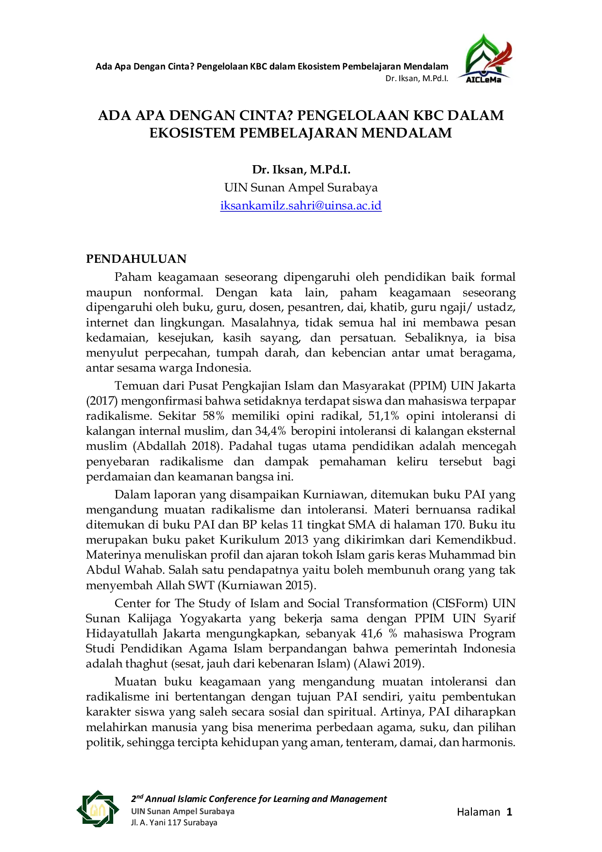 JURIS Ada Apa Dengan Cinta Pengelolaan KBC dalam Ekosistem Pembelajaran Mendalam