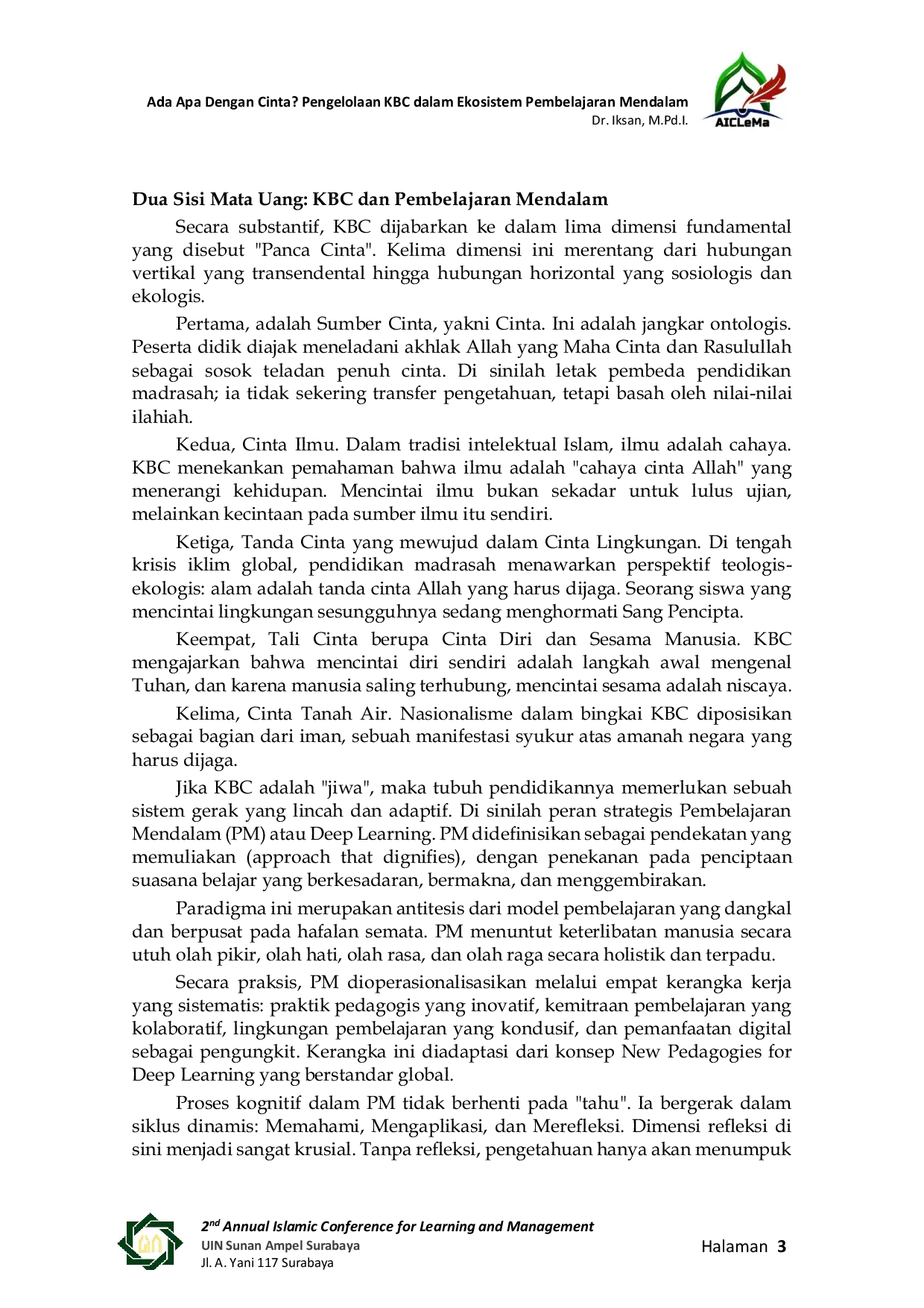 JURIS Ada Apa Dengan Cinta Pengelolaan KBC dalam Ekosistem Pembelajaran Mendalam