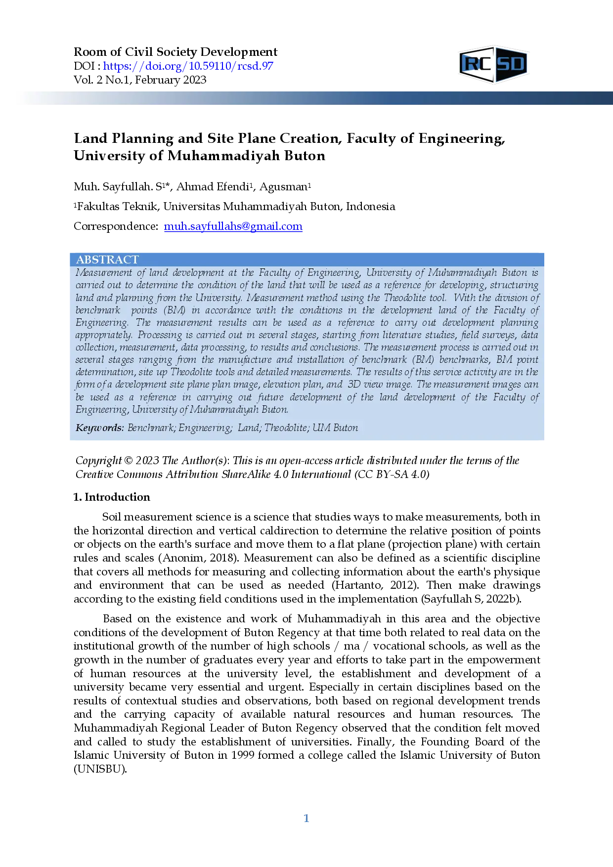 juris Land Planning and Site Plane Creation Faculty of Engineering University of Muhammadiyah Buton