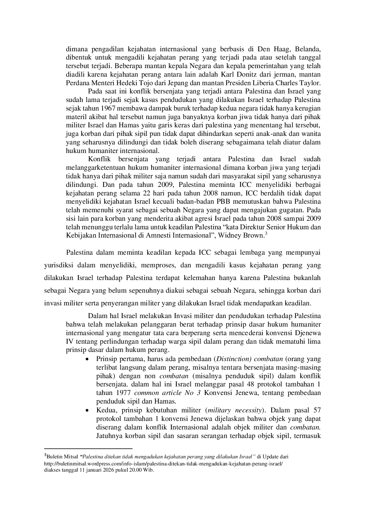 JURIS Konflik Bersenjata Israel dan Palestina Dilihat dari Perspektif Hukum Humaniter