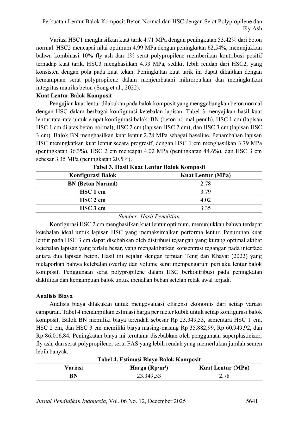 JURIS Perkuatan Lentur Balok Komposit Beton Normal dan HSC dengan Serat Polypropilene dan Fly Ash