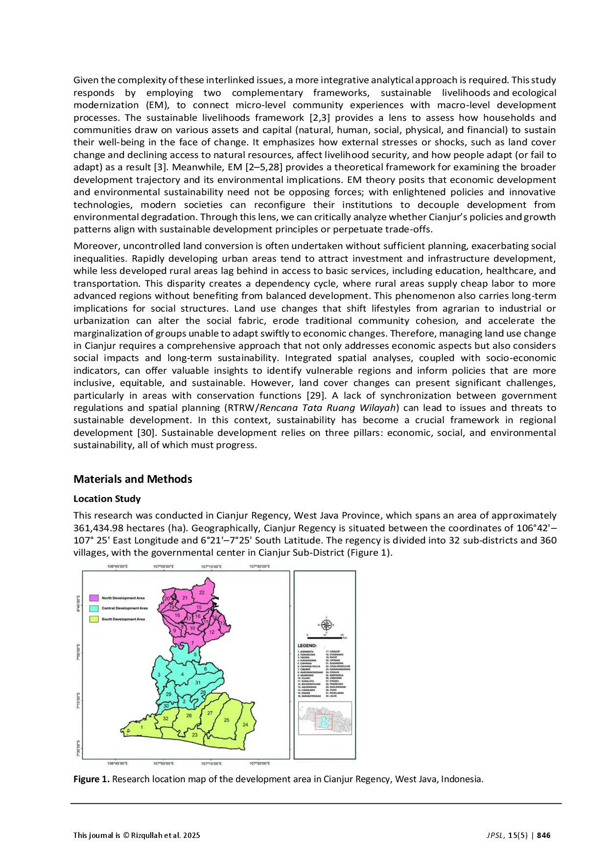 juris Dinamika Spatiotemporal Perubahan Tutupan Lahan dan Indeks Keberlanjutan Lokal Kabupaten Cianjur Jawa Barat