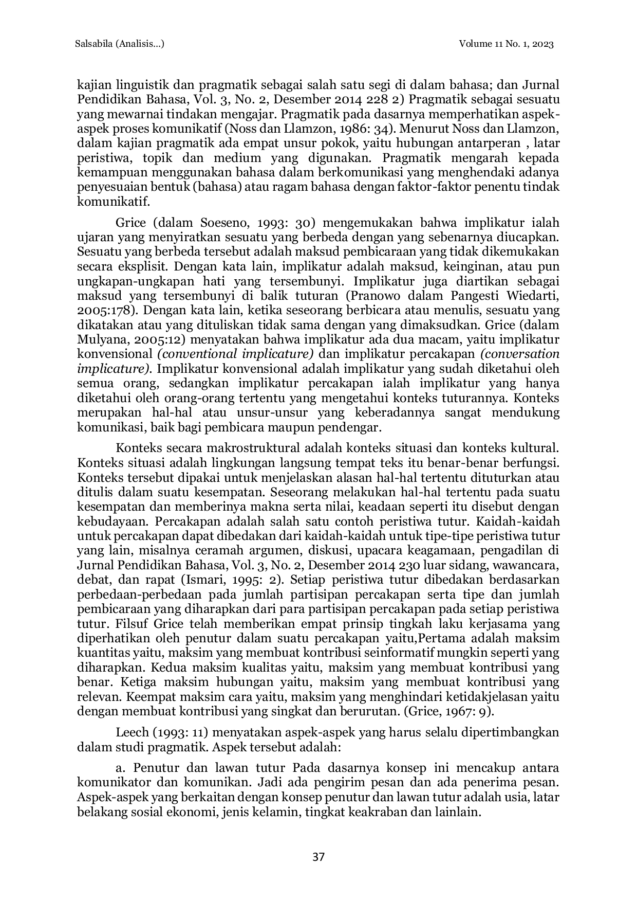 JURIS Analisis Implikatur Percakapan Antara Penjual dan Pembeli di Pasar Sungai Pinang Dalam Samarinda