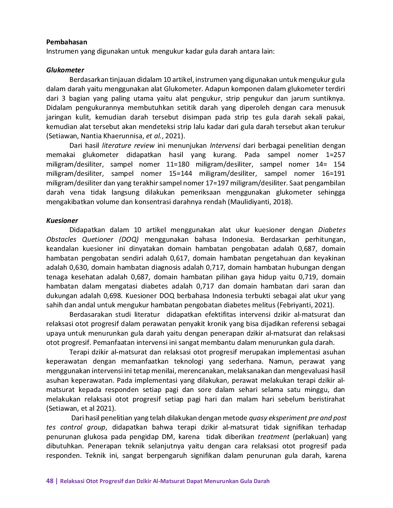 JURIS Relaksasi Otot Progresif dan Dzikir Al Matsurat Dapat Menurunkan Gula Darah pada Penderita Diabetes Melitus Literature Review