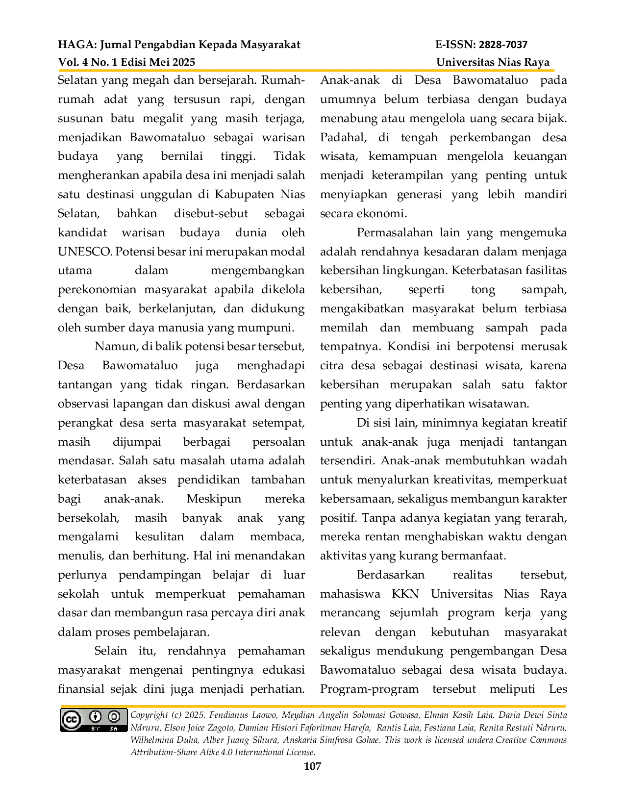 JURIS Peningkatan Kualitas Pendidikan Anak Dan Kesadaran Lingkungan Di Desa Wisata Bawomataluo Melalui Program Kkn