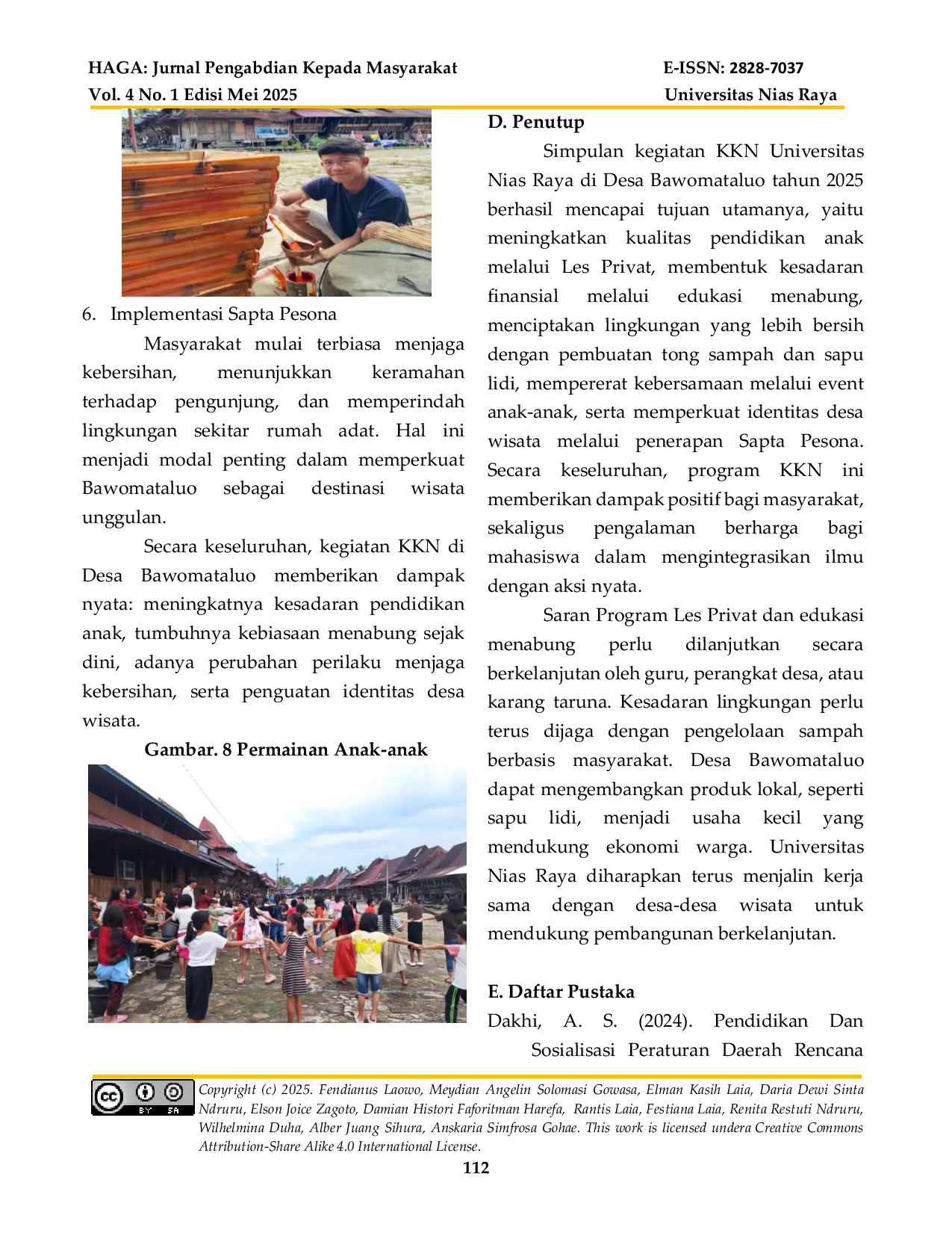 JURIS Peningkatan Kualitas Pendidikan Anak Dan Kesadaran Lingkungan Di Desa Wisata Bawomataluo Melalui Program Kkn