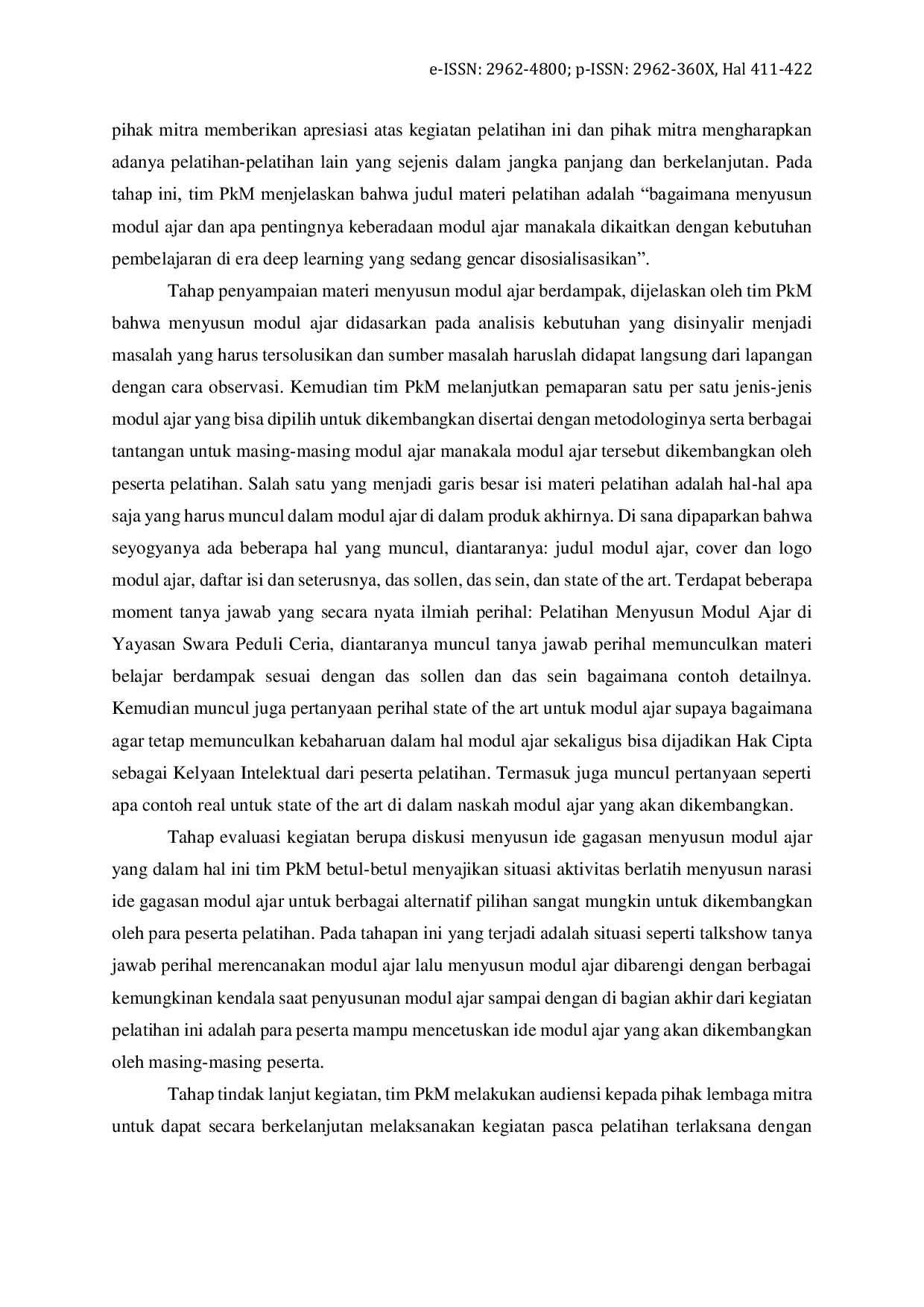 JURIS Pelatihan Penyusunan Modul Ajar di Yayasan Swara Peduli Ceria untuk Meningkatkan Kualitas Pembelajaran dan Kompetensi Pengajar