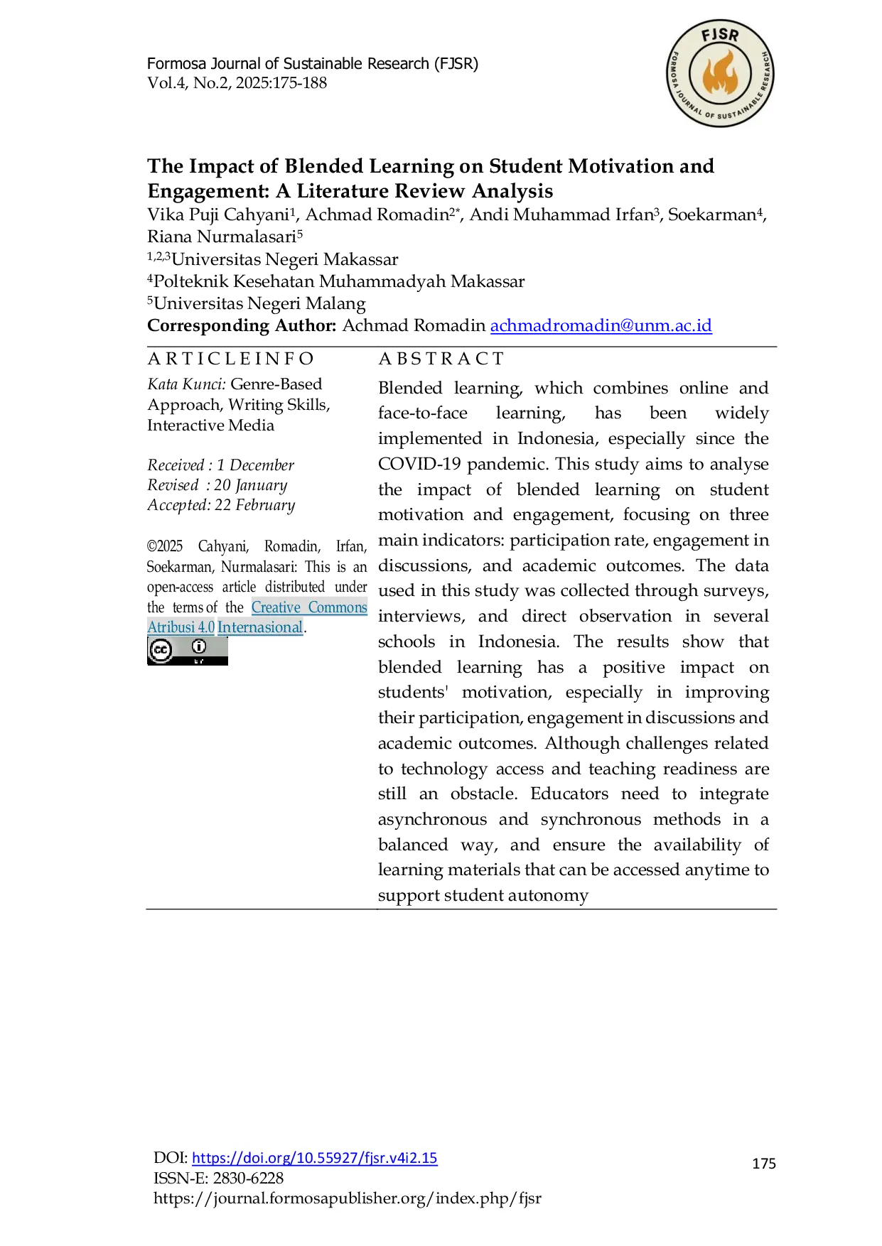 JURIS The Impact of Blended Learning on Student Motivation and Engagement A Literature Review Analysis