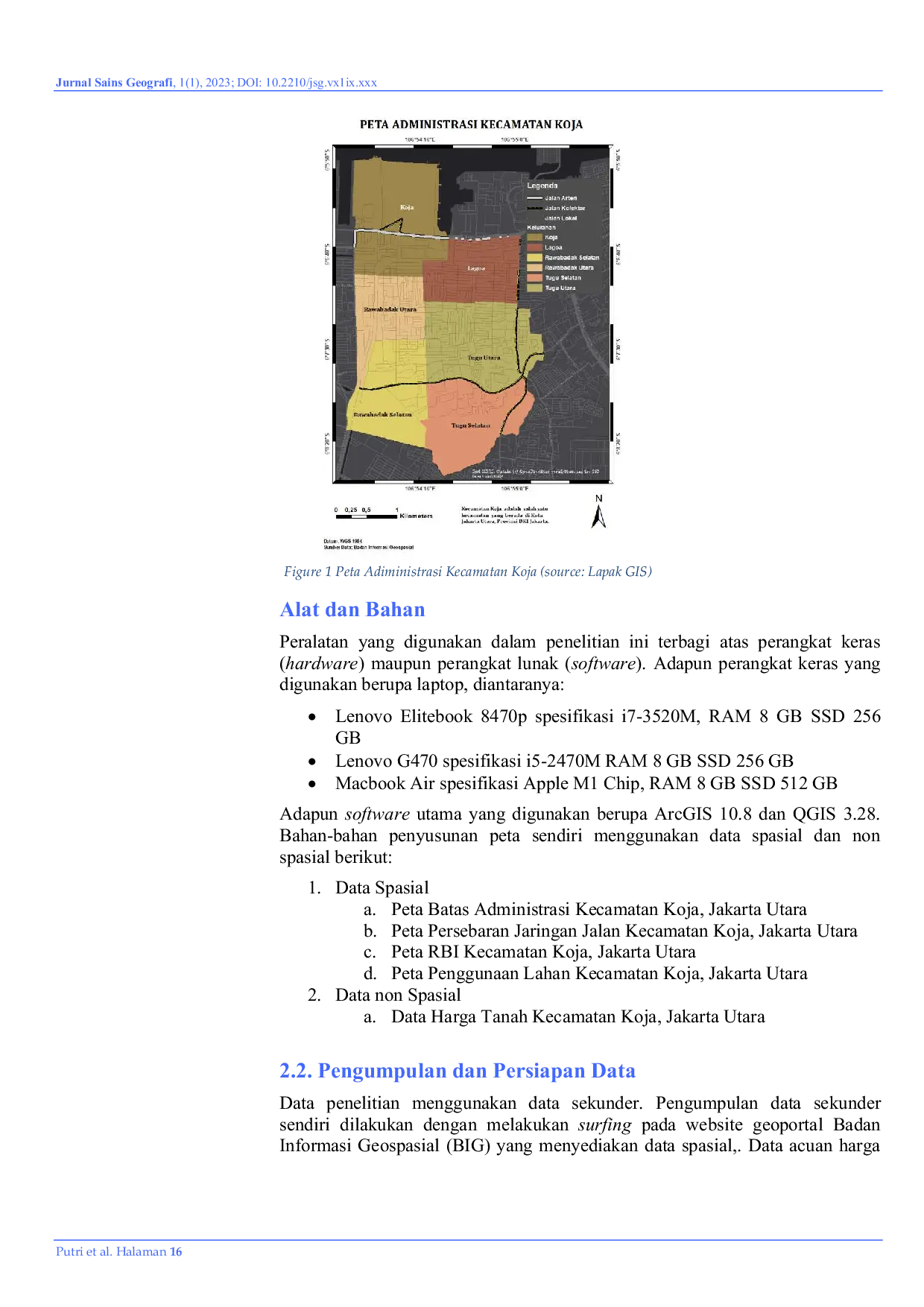 JURIS Analisis Perkiraan Nilai Lahan Menggunakan Sistem Informasi Geografis di Kecamatan Koja Jakarta Utara