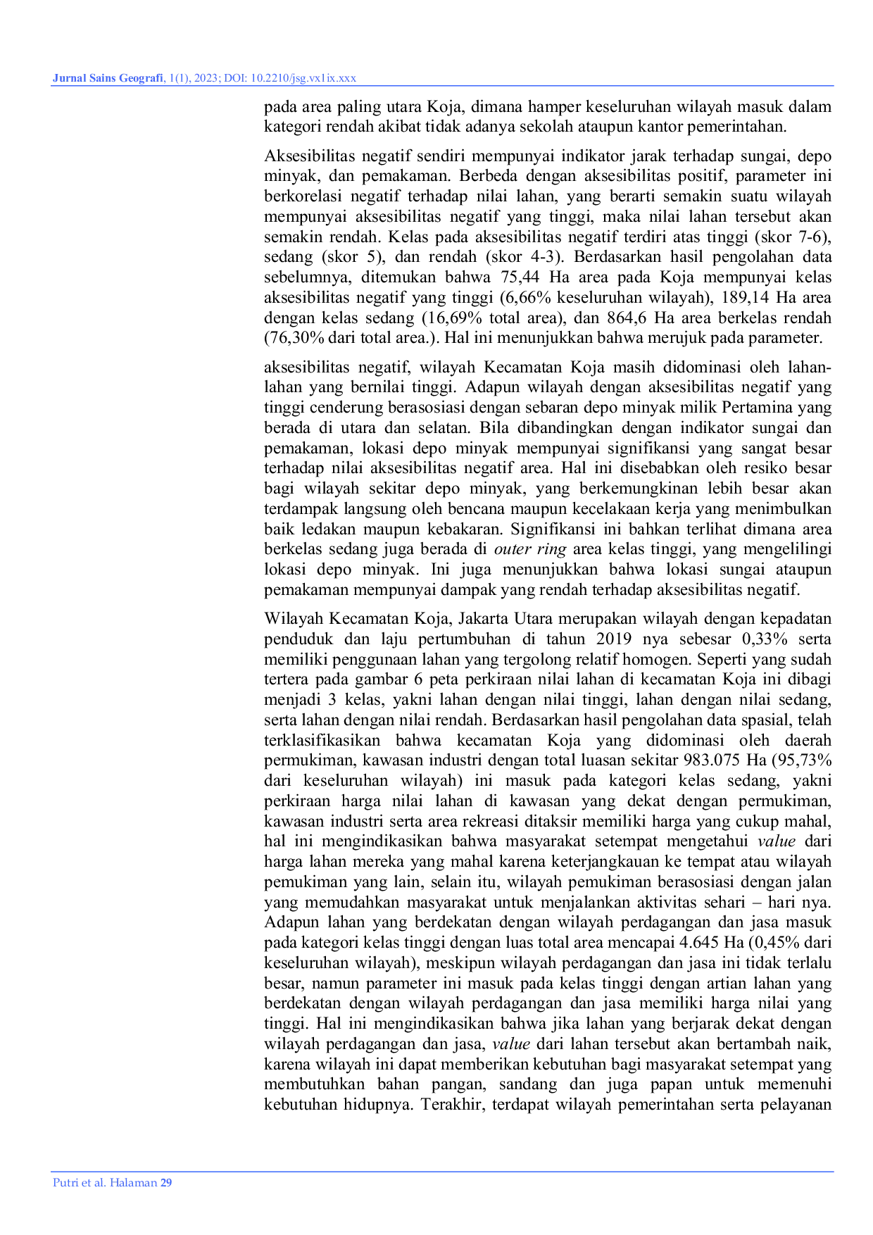 JURIS Analisis Perkiraan Nilai Lahan Menggunakan Sistem Informasi Geografis di Kecamatan Koja Jakarta Utara