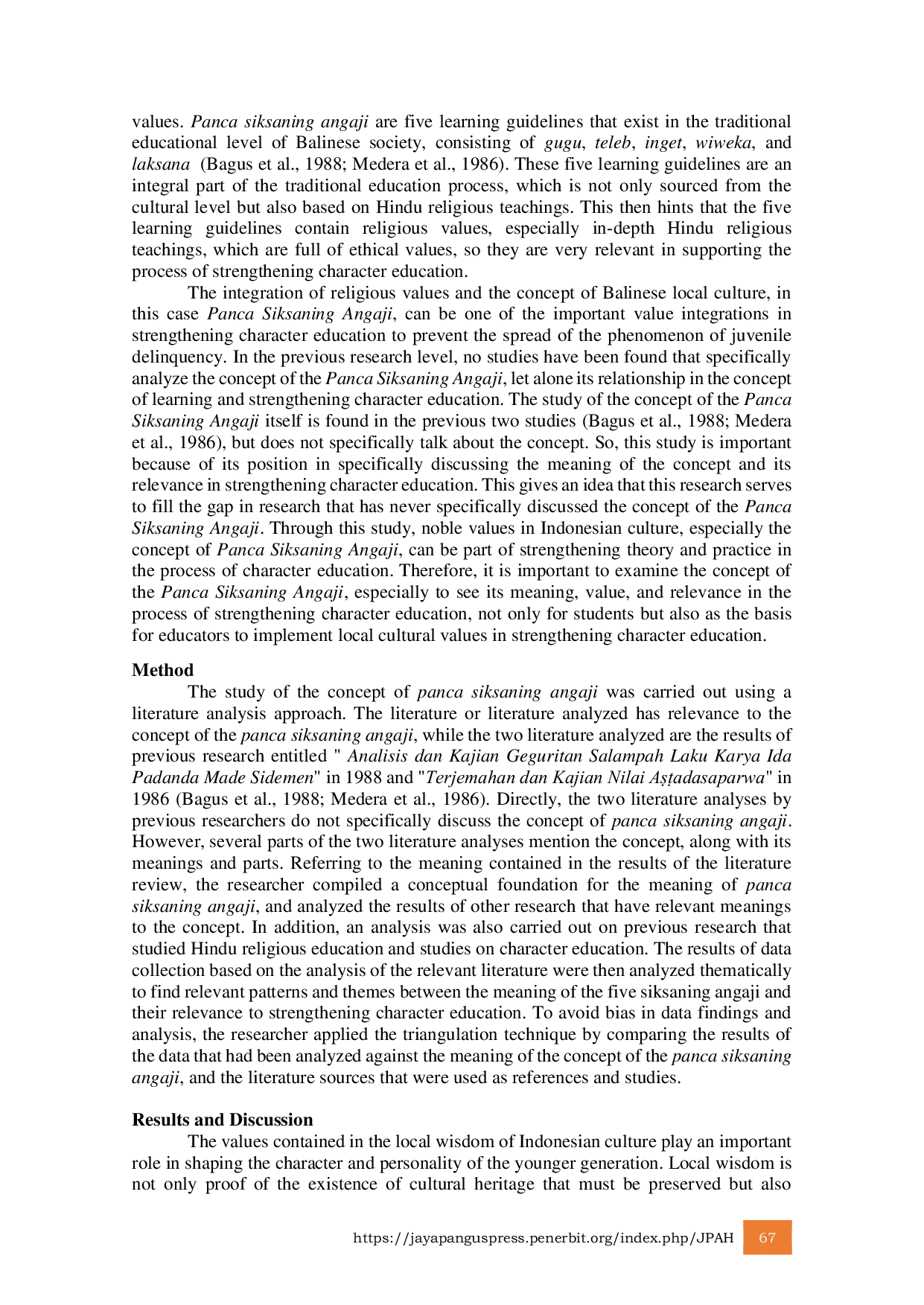JURIS Panca Siksaning Angaji for Strengthening Character Education in the Concept of Ethnopedagogy Based on Balinese Local Wisdom