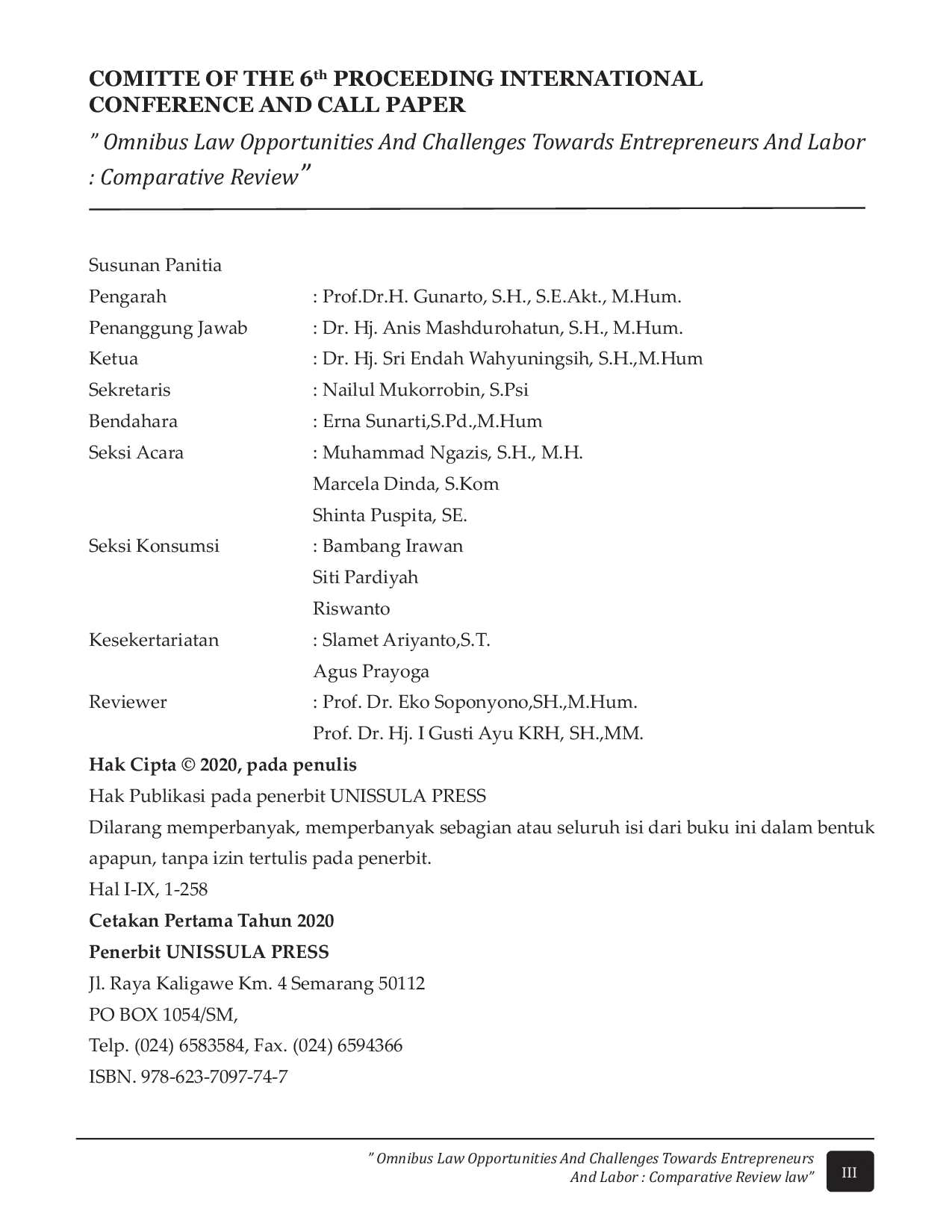 JURIS Strength And Weaknesses Of Omnibus Law In Indonesia