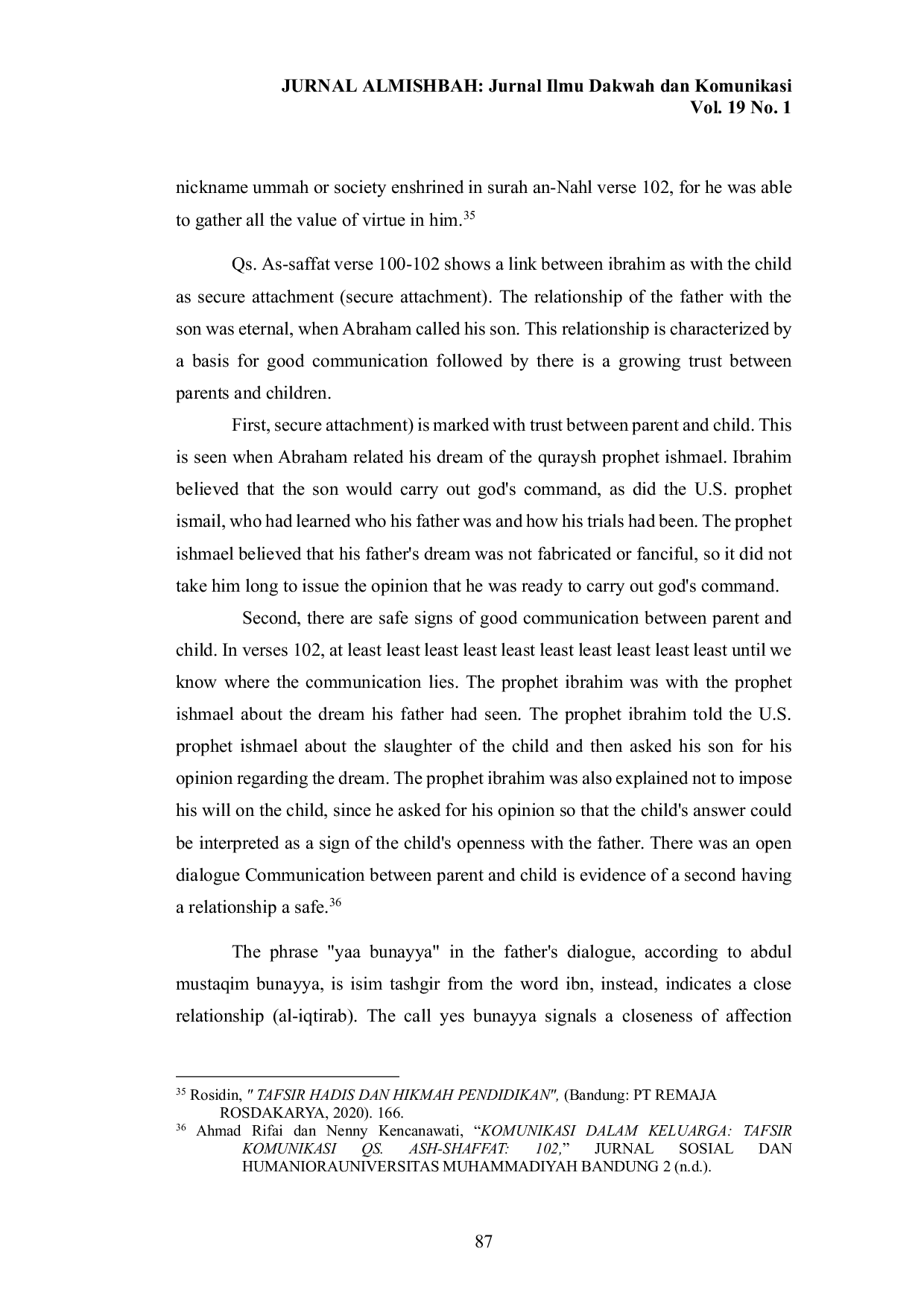 JURIS Interpersonal Communication Perspective Of The Qur an As Saffat Letter Verse 102