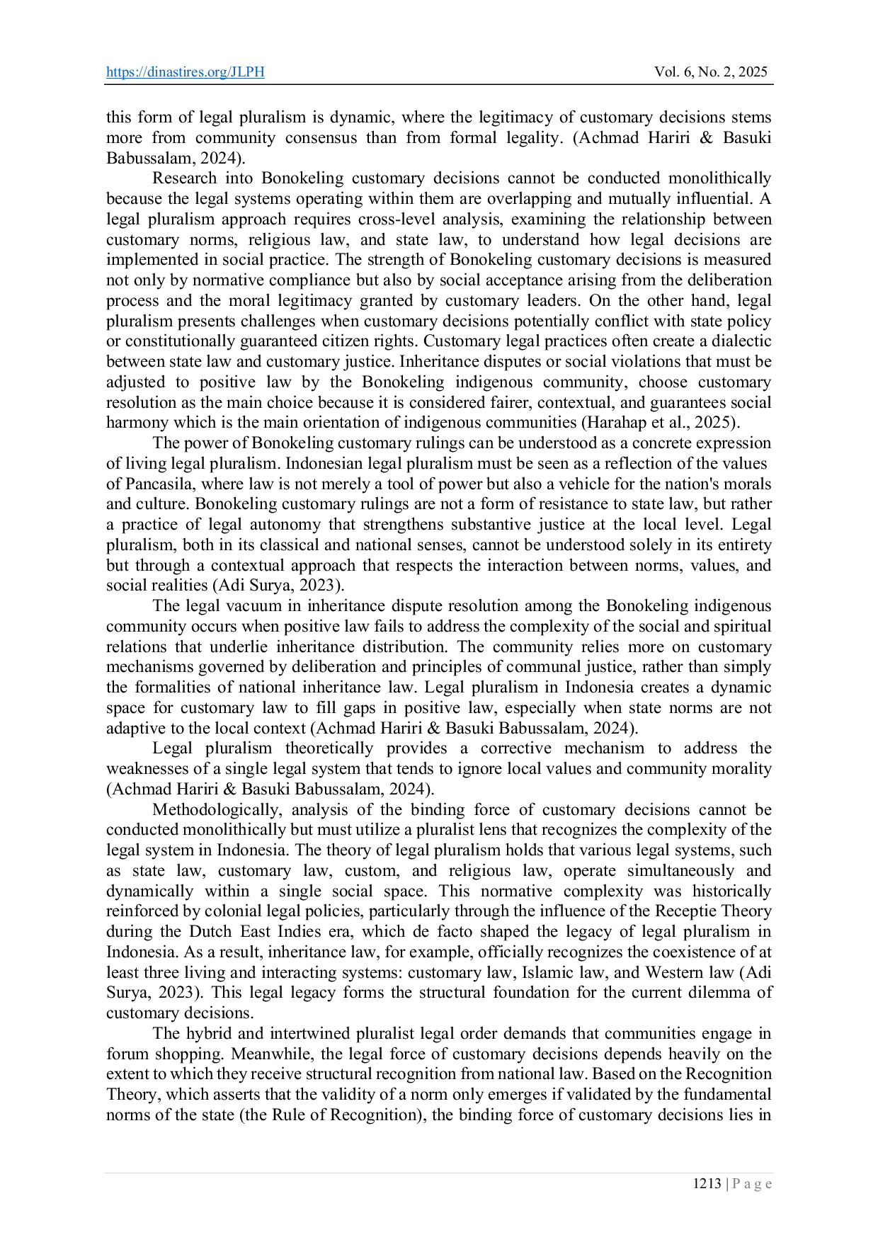 JURIS Legal Vacuum in Inheritance Dispute Resolution A Comparative Study of Customary Law and Positive Law in Bonokeling