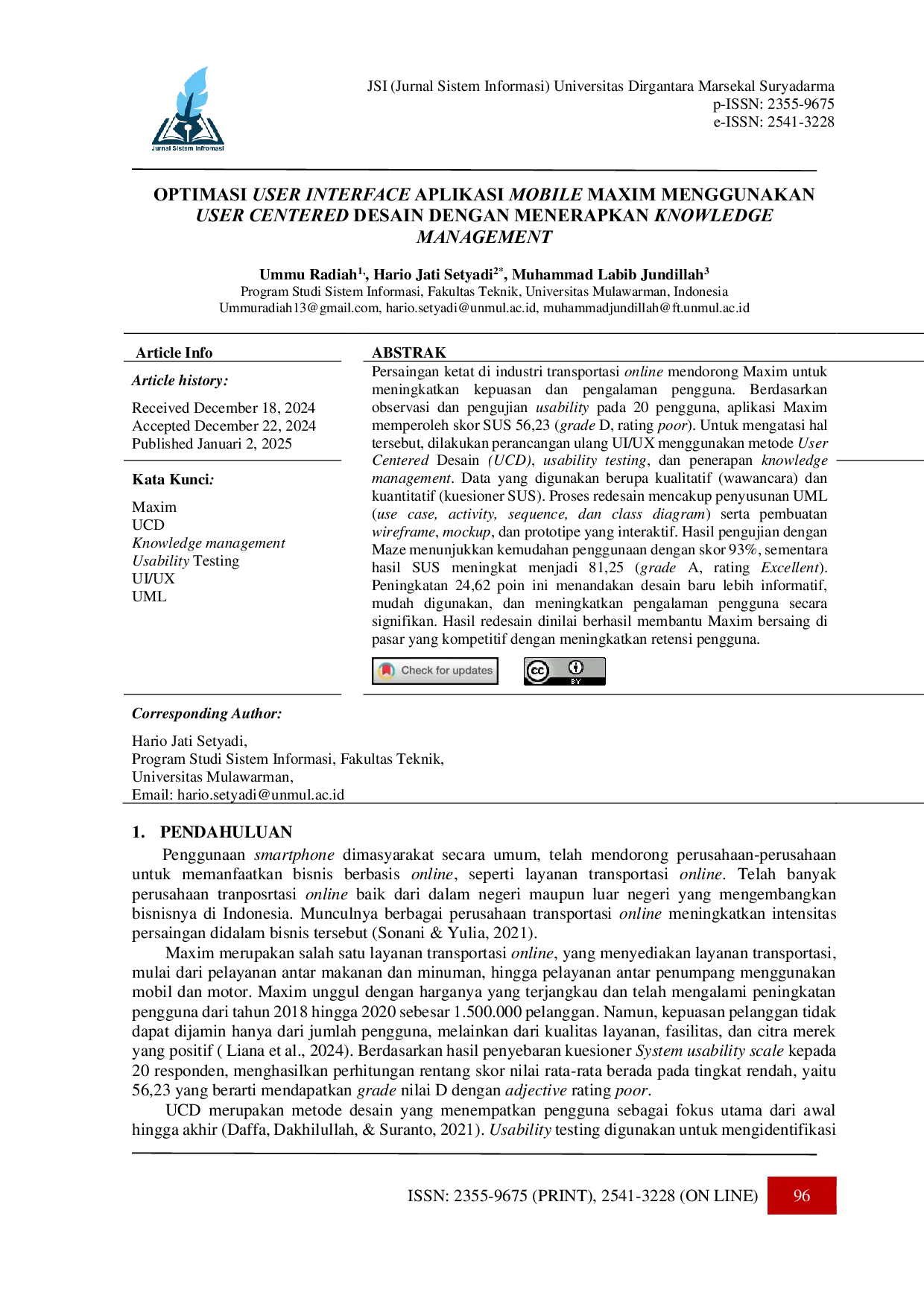 JURIS Optimasi Userinterface Aplikasi Mobile Maxim Menggunakan Usercentered Desain Ucd Dengan Menerapkan Knowledge Management