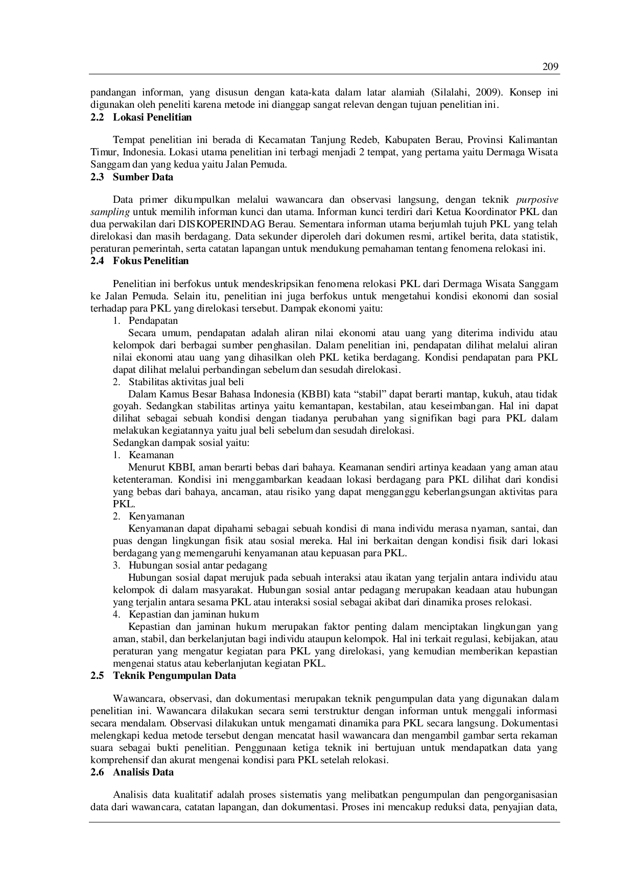 JURIS Impact Of Street Vendors Relocation On Dermaga Wisata Sanggam Tanjung Redeb District Berau Regency