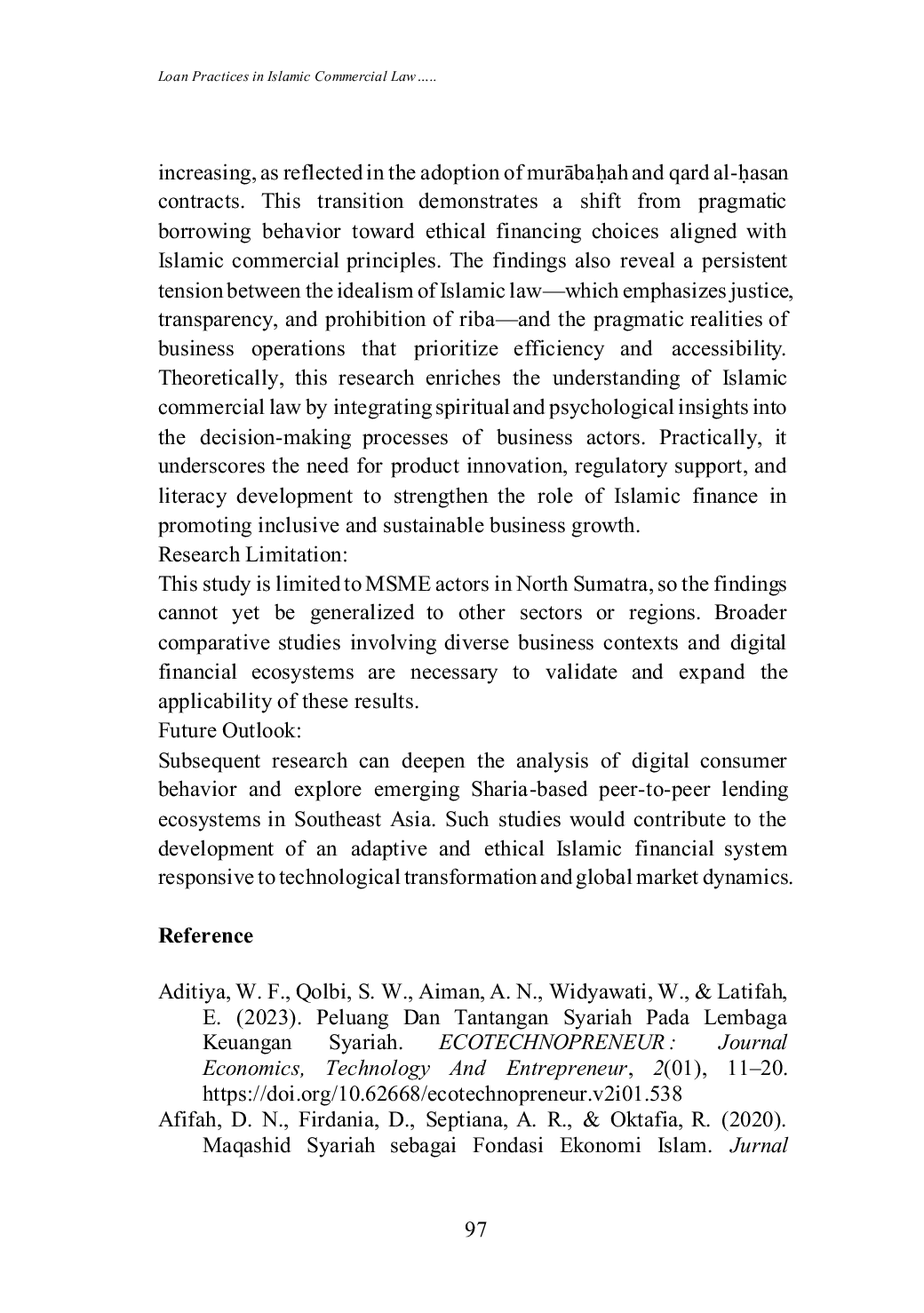 JURIS Loan Practices in Islamic Commercial Law A Qualitative Analysis of Sharia Compliance in the Modern Business Sector