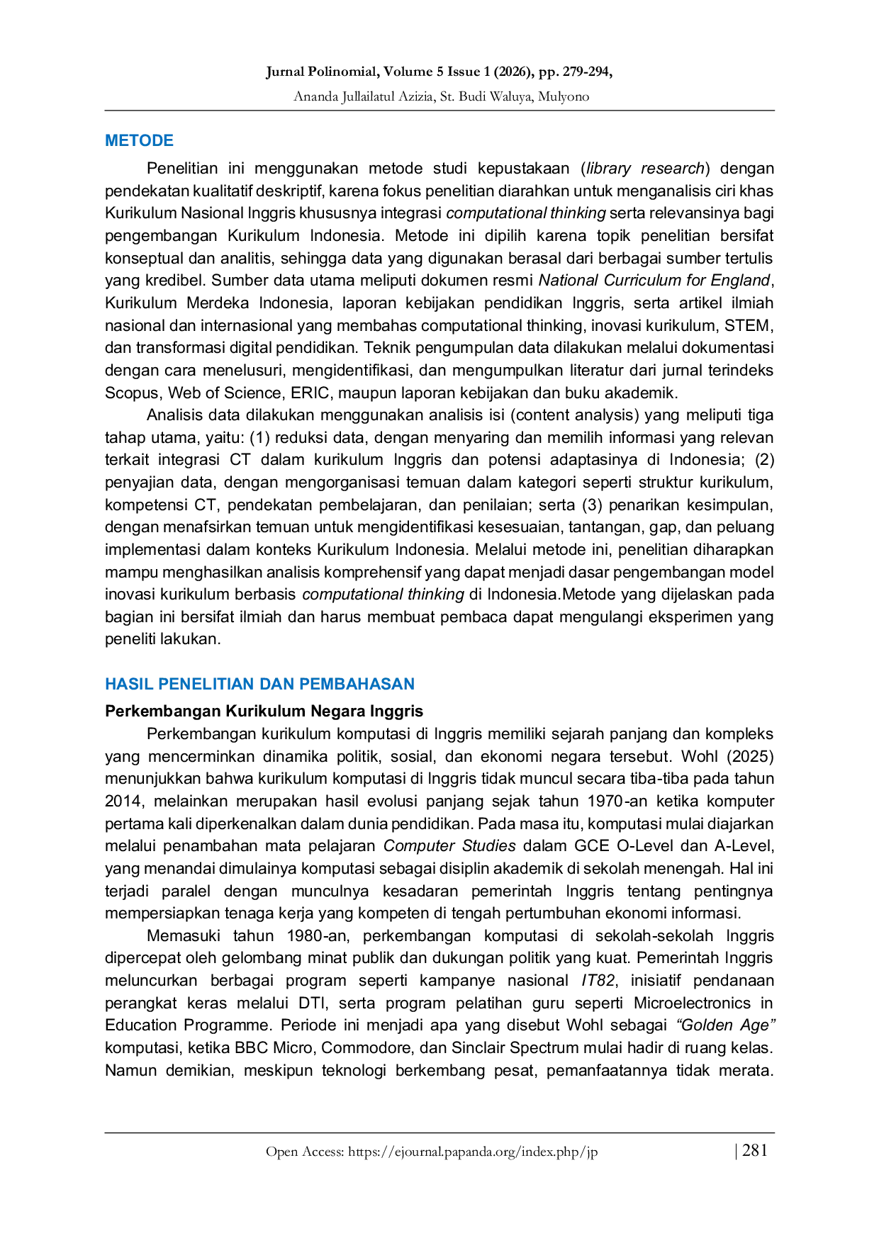 JURIS Penguatan Kurikulum Indonesia Melalui Integrasi Praktik Computational Thinking pada Kurikulum Nasional Inggris