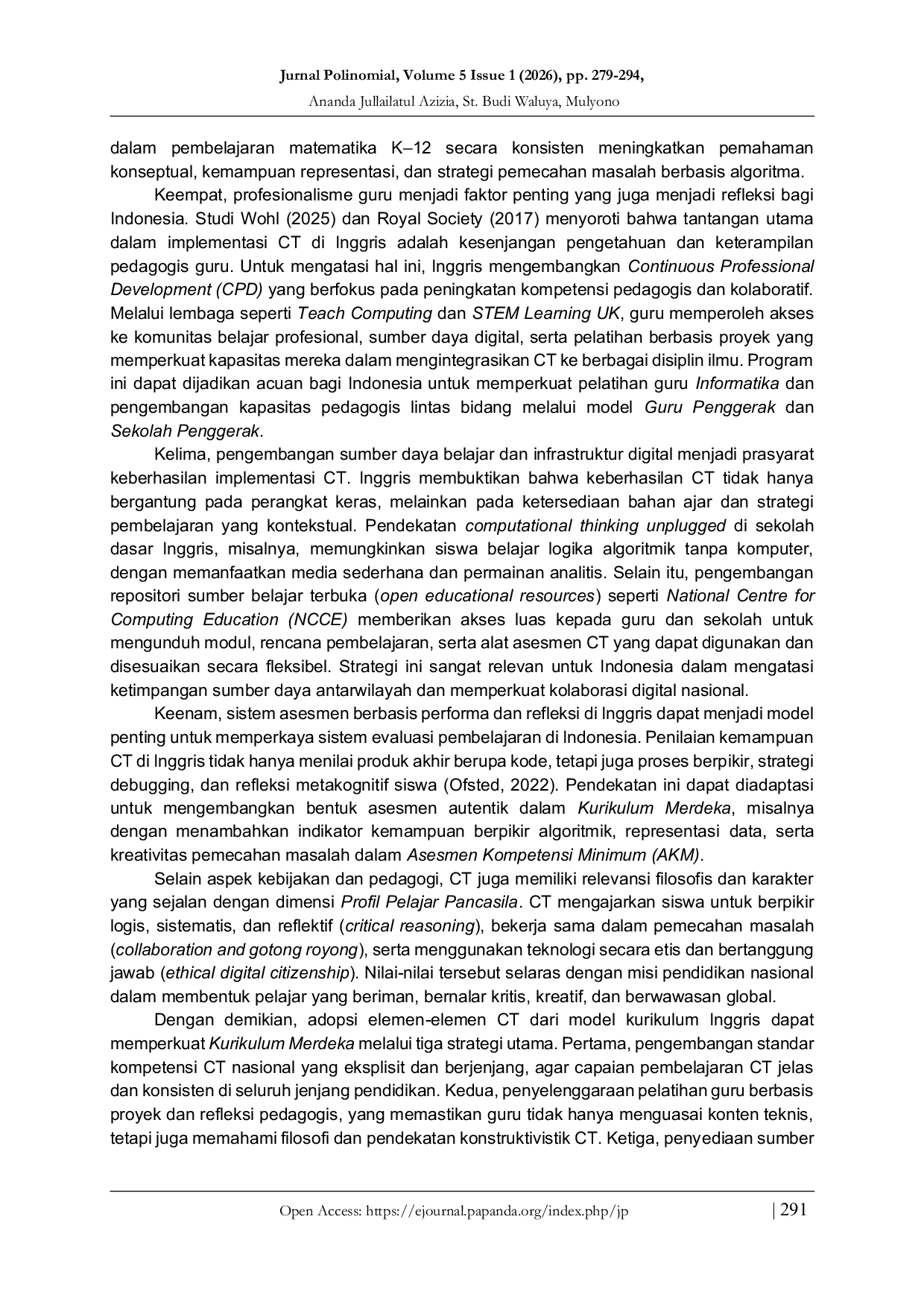 JURIS Penguatan Kurikulum Indonesia Melalui Integrasi Praktik Computational Thinking pada Kurikulum Nasional Inggris