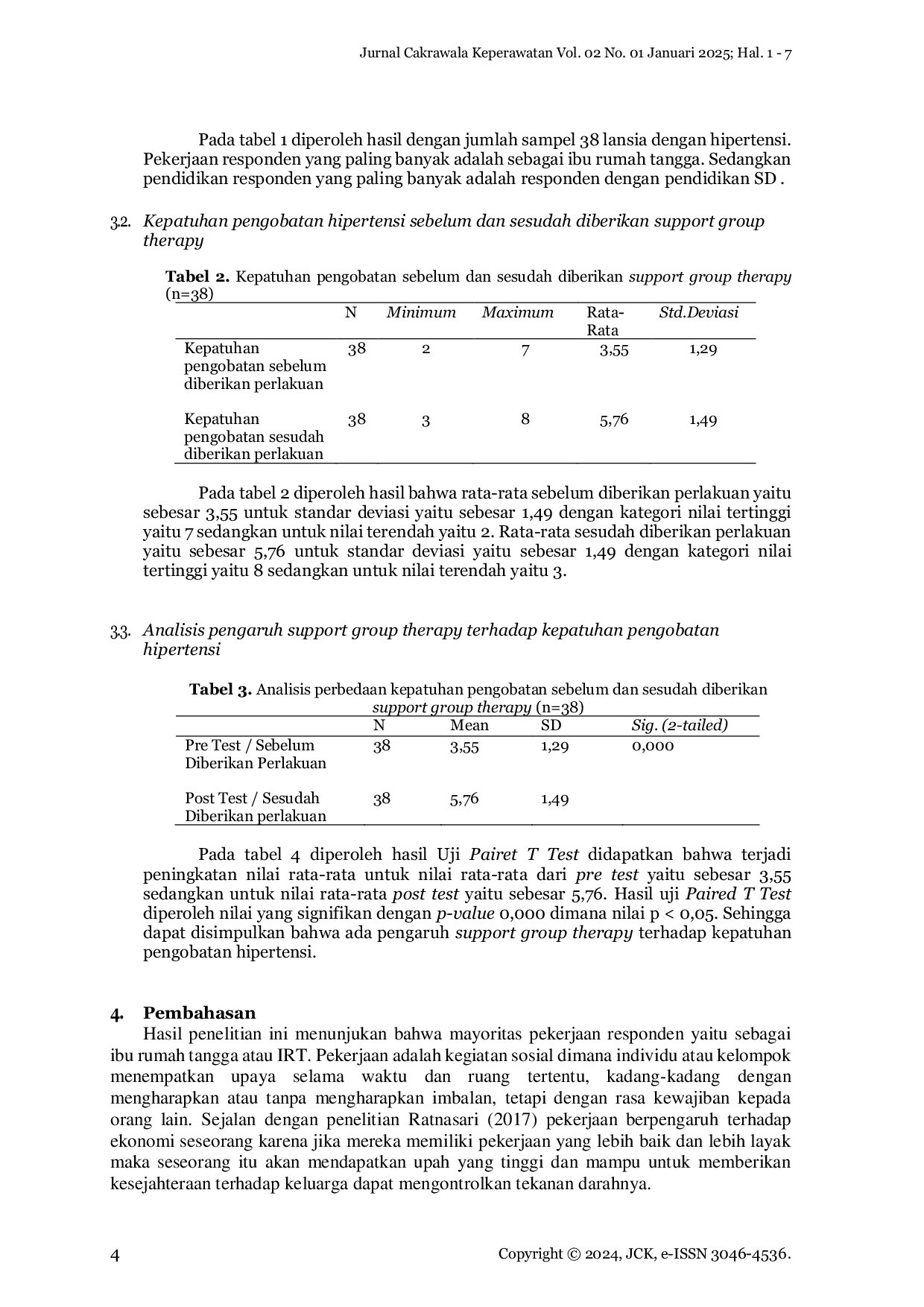 JURIS Pengaruh Support Group Therapy Terhadap Kepatuhan Pengobatan Hipertensi Pada Lansia