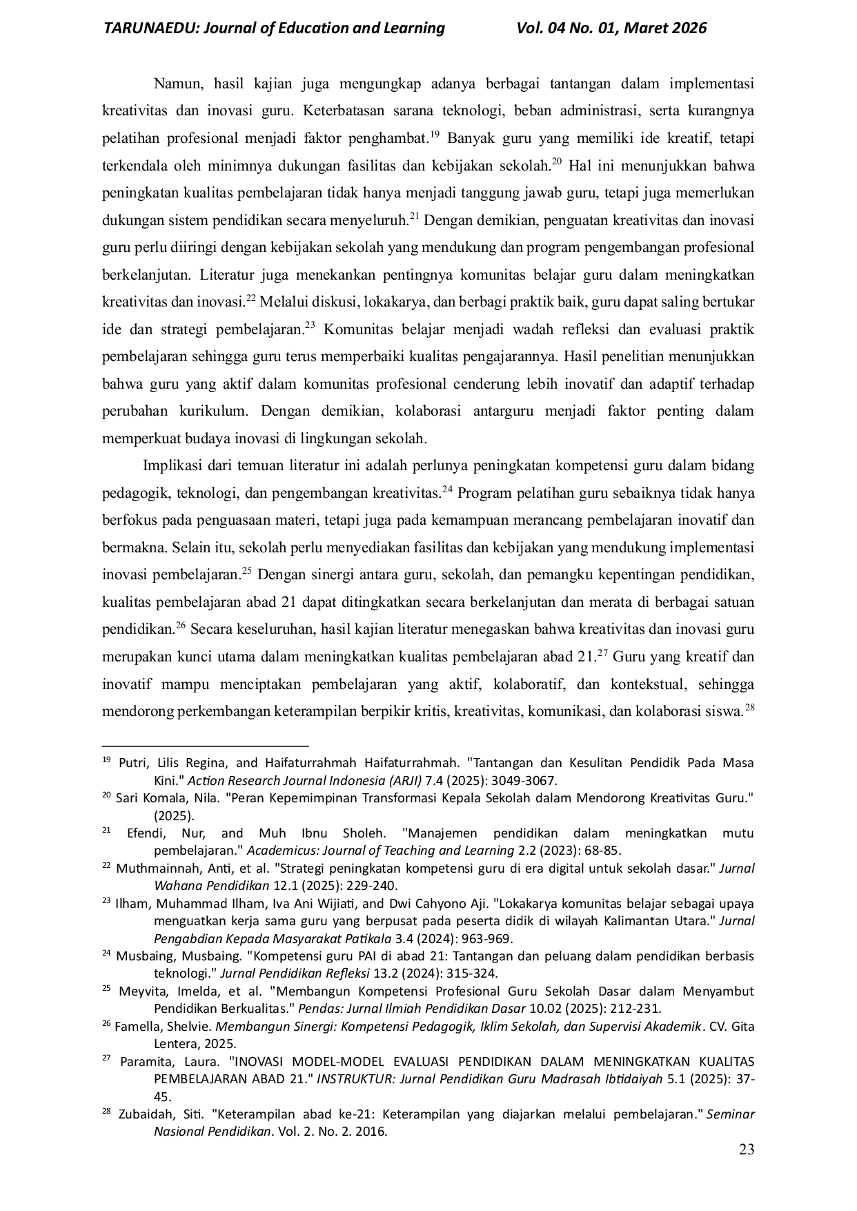 JURIS Kreativitas Dan Inovasi Guru Dalam Meningkatkan Kualitas Pembelajaran Abad 21