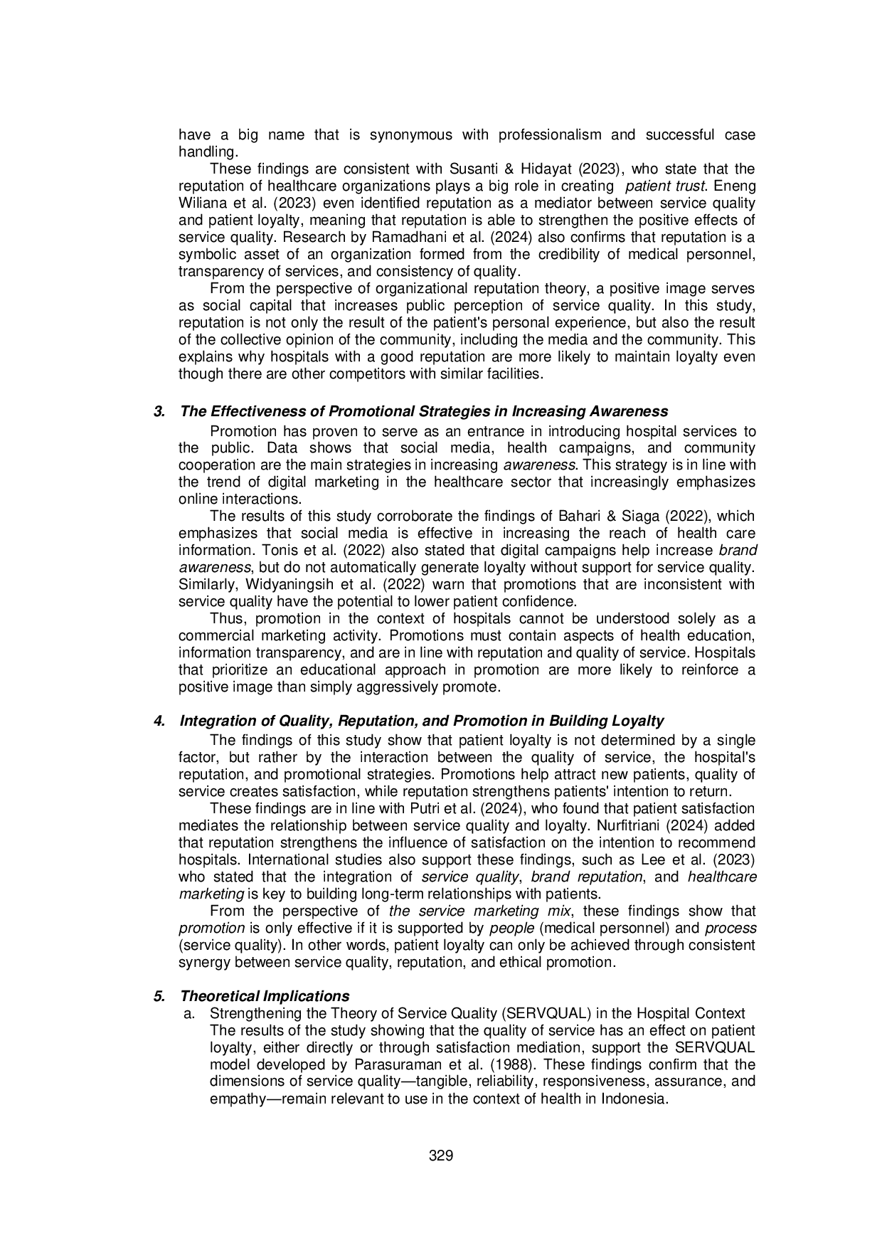 JURIS The Influence of Service Quality Hospital Reputation and Promotion Strategies on Patient Loyalty