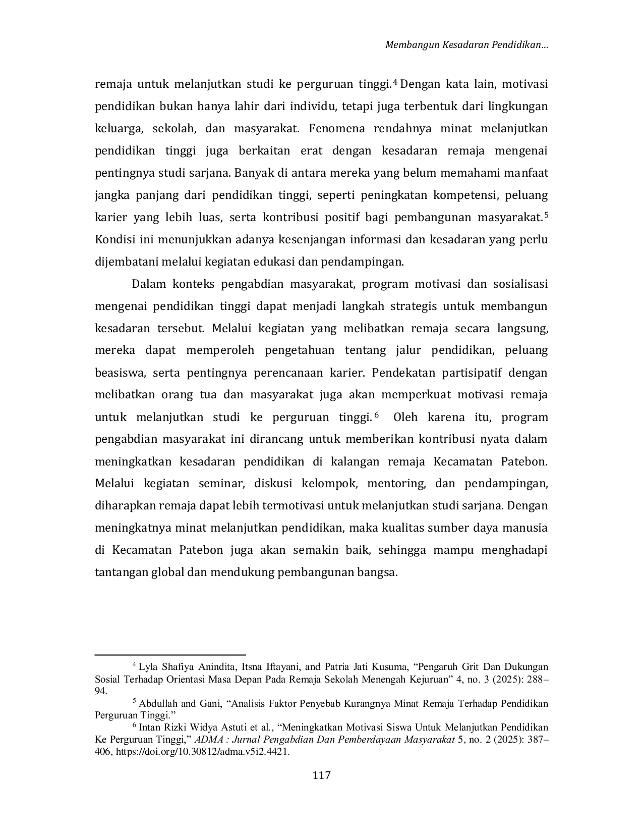 JURIS Membangun Kesadaran Pendidikan Program Pengabdian Masyarakat dalam Meningkatkan Minat Remaja Melanjutkan Studi ke Perguruan Tinggi di Kecamatan Patebon