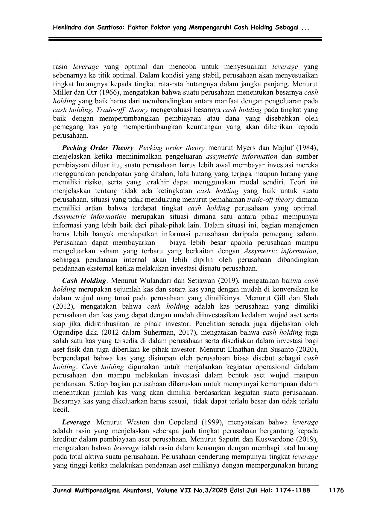 JURIS FAKTOR FAKTOR YANG MEMPENGARUHI CASH HOLDING SEBAGAI VARIABEL DEPENDEN PADA SEKTOR PERINDUSTRIAN