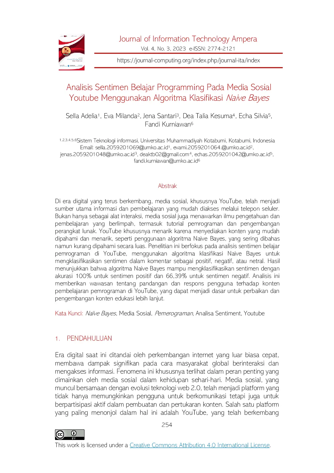 JURIS Analisis Sentimen Belajar Programming Pada Media Sosial Youtube Menggunakan Algoritma Klasifikasi Naive Bayes