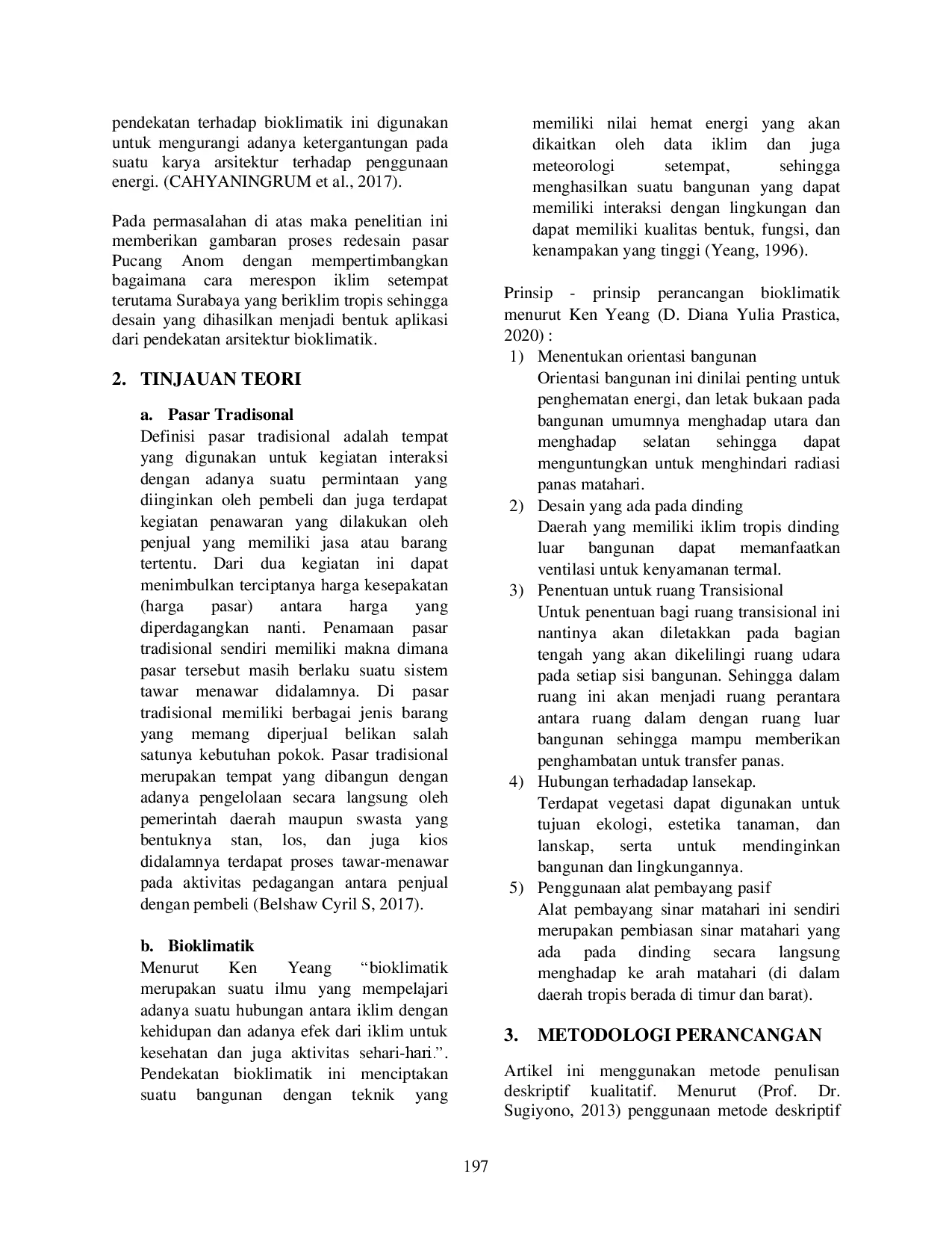 juris Penerapan Arsitektur Bioklimatik Menurut Ken Yeang Pada Redesain Pasar Pucang Anom Surabaya